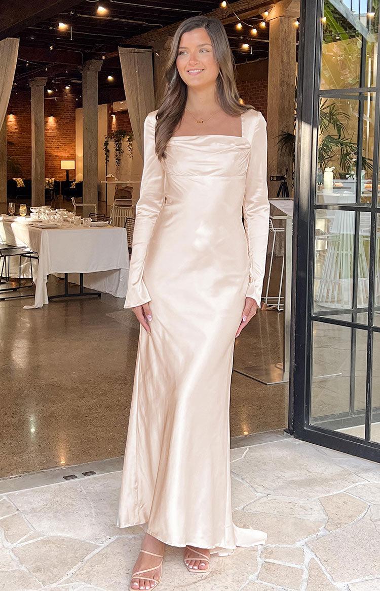 Addina Cream Long Sleeve Maxi Dress Product Image