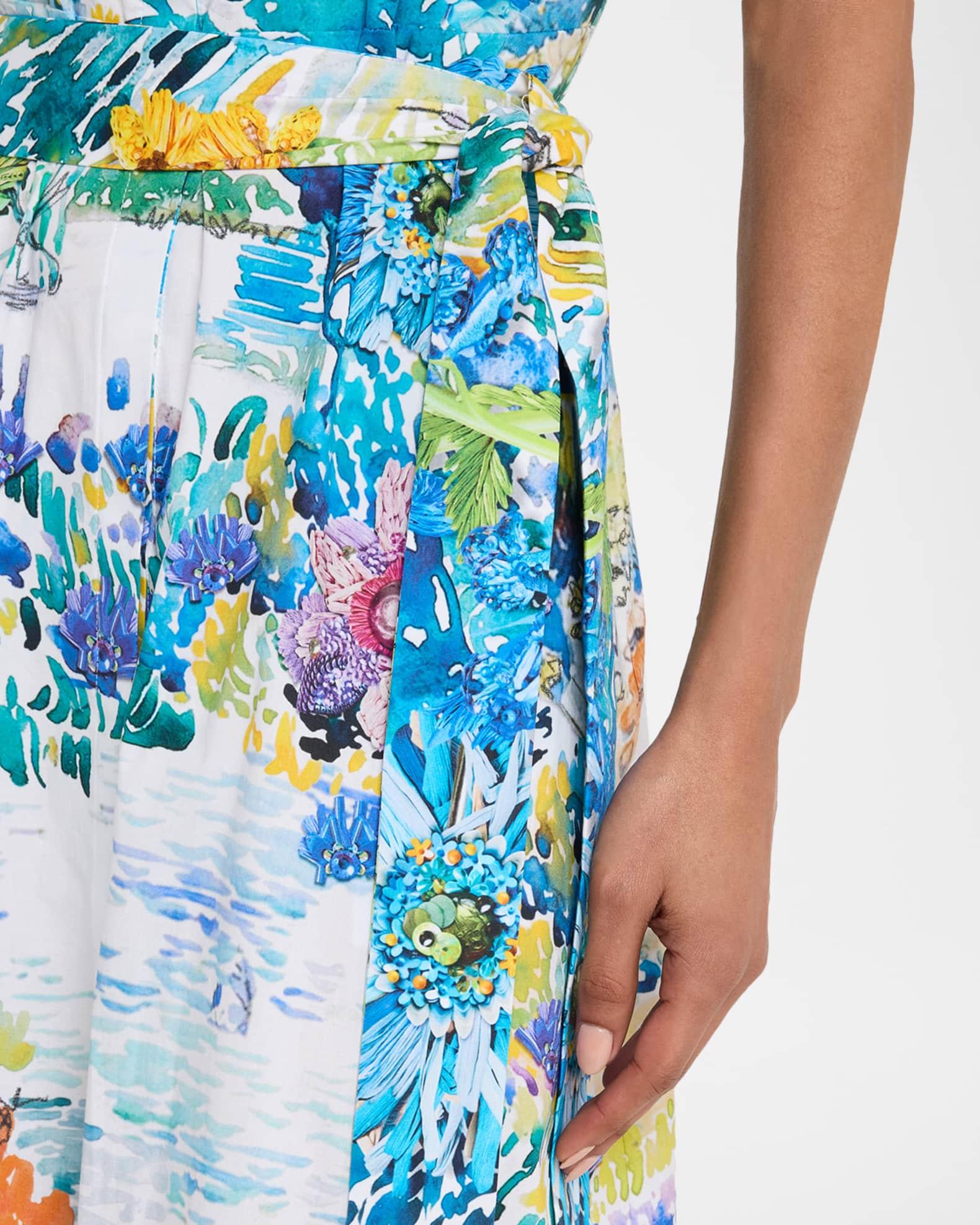 Como Printed Short-Sleeve Belted Midi Shirtdress Product Image