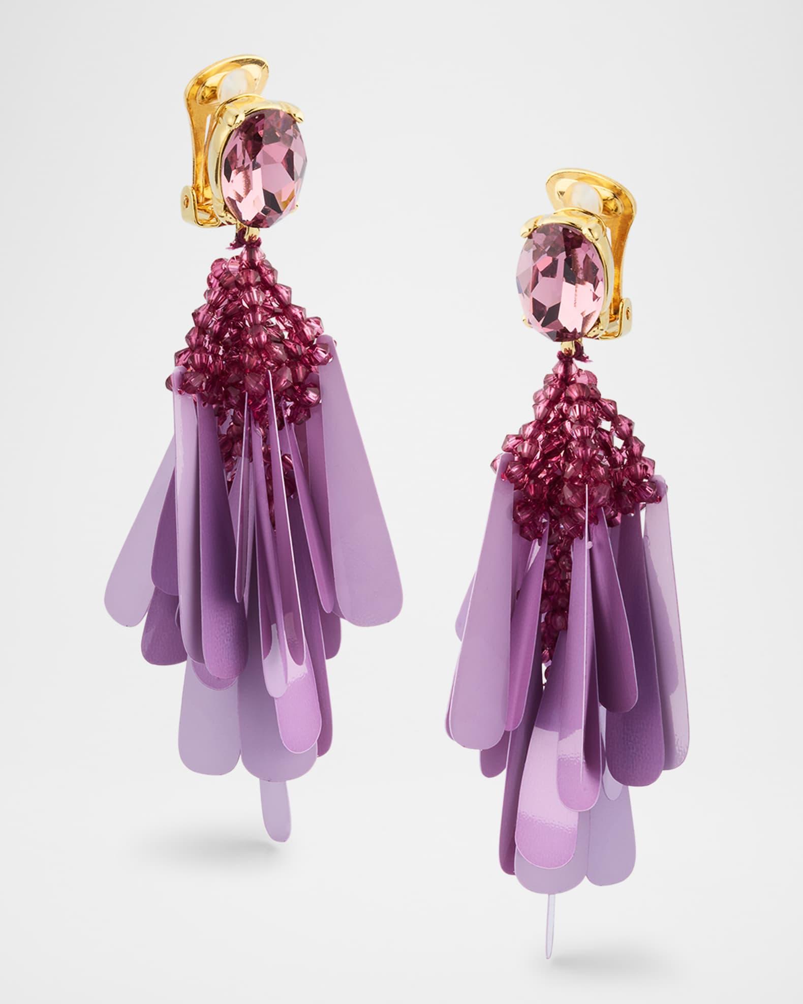 Long Sequined Clip-On Earrings Product Image