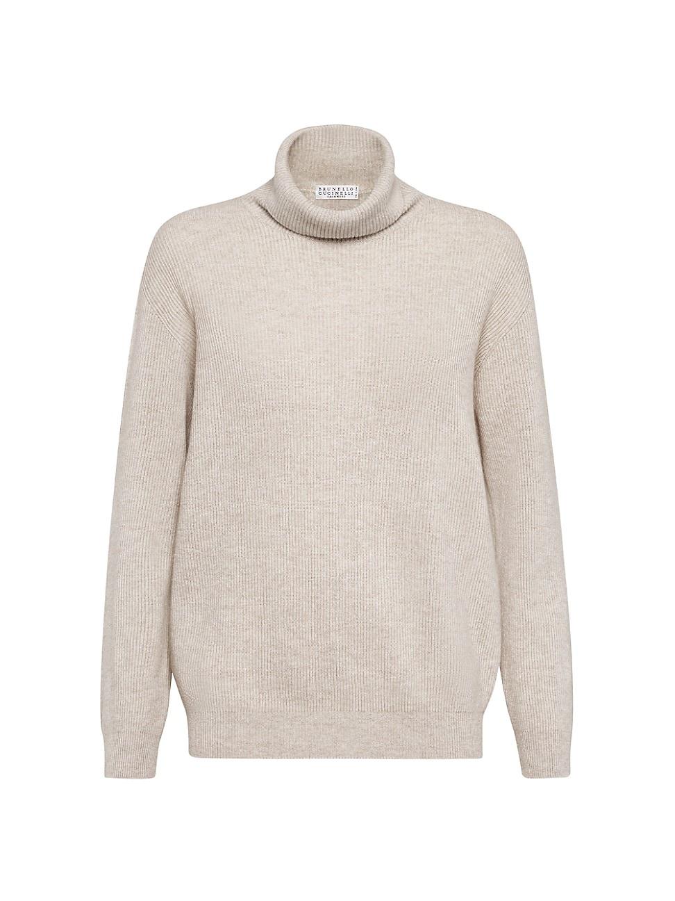 Womens Cashmere English Rib Turtleneck Sweater Product Image