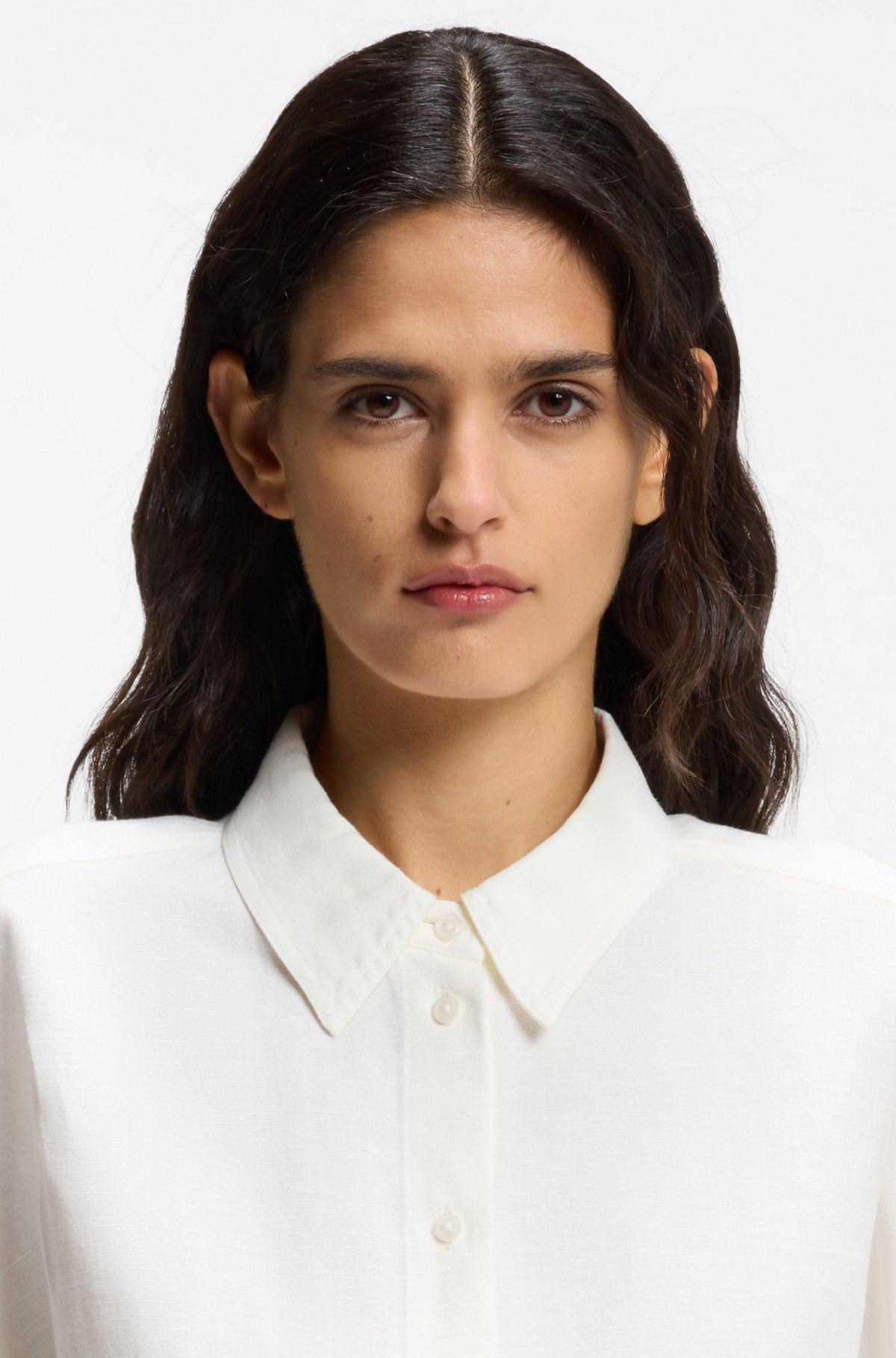 Regular-fit blouse with rolled cuffs Product Image