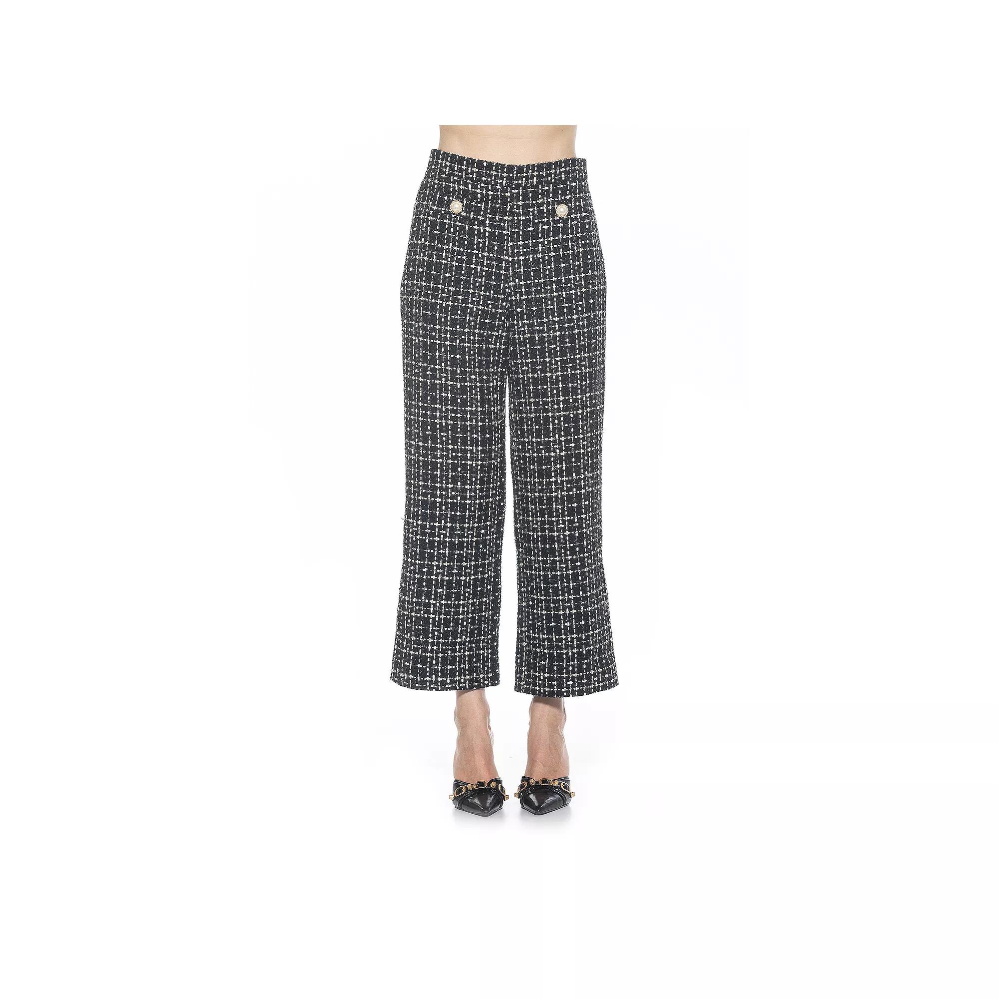 Women's ALEXIA ADMOR Jayden Wide-Leg Tweed Pants, Size: 2, Black White Product Image
