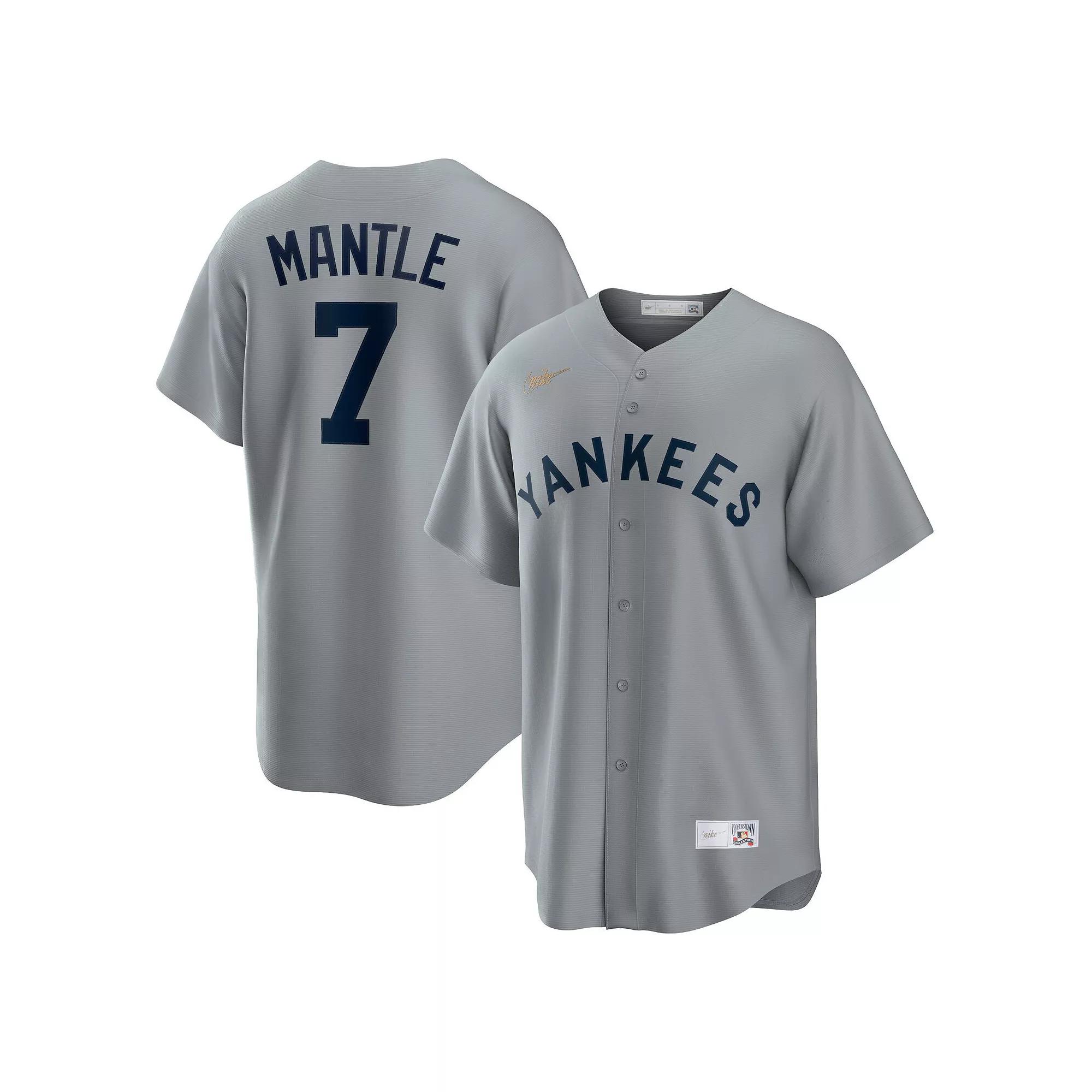 Men's Nike Mickey Mantle Gray New York Yankees Road Cooperstown Collection Player Jersey,  Product Image