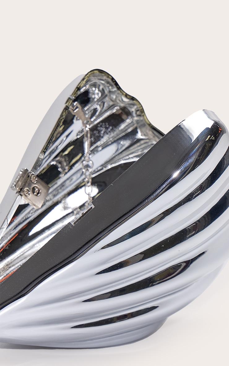Silver Abstract Shell Hard Clutch Bag Product Image