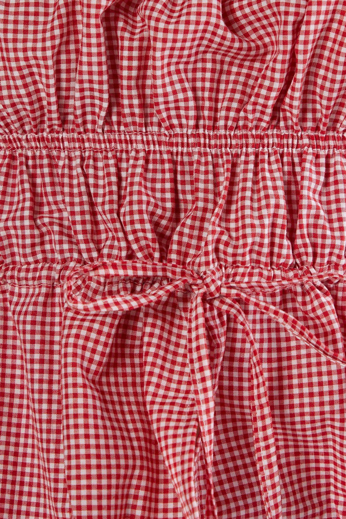 Gingham Ruched Tie Front Top Product Image
