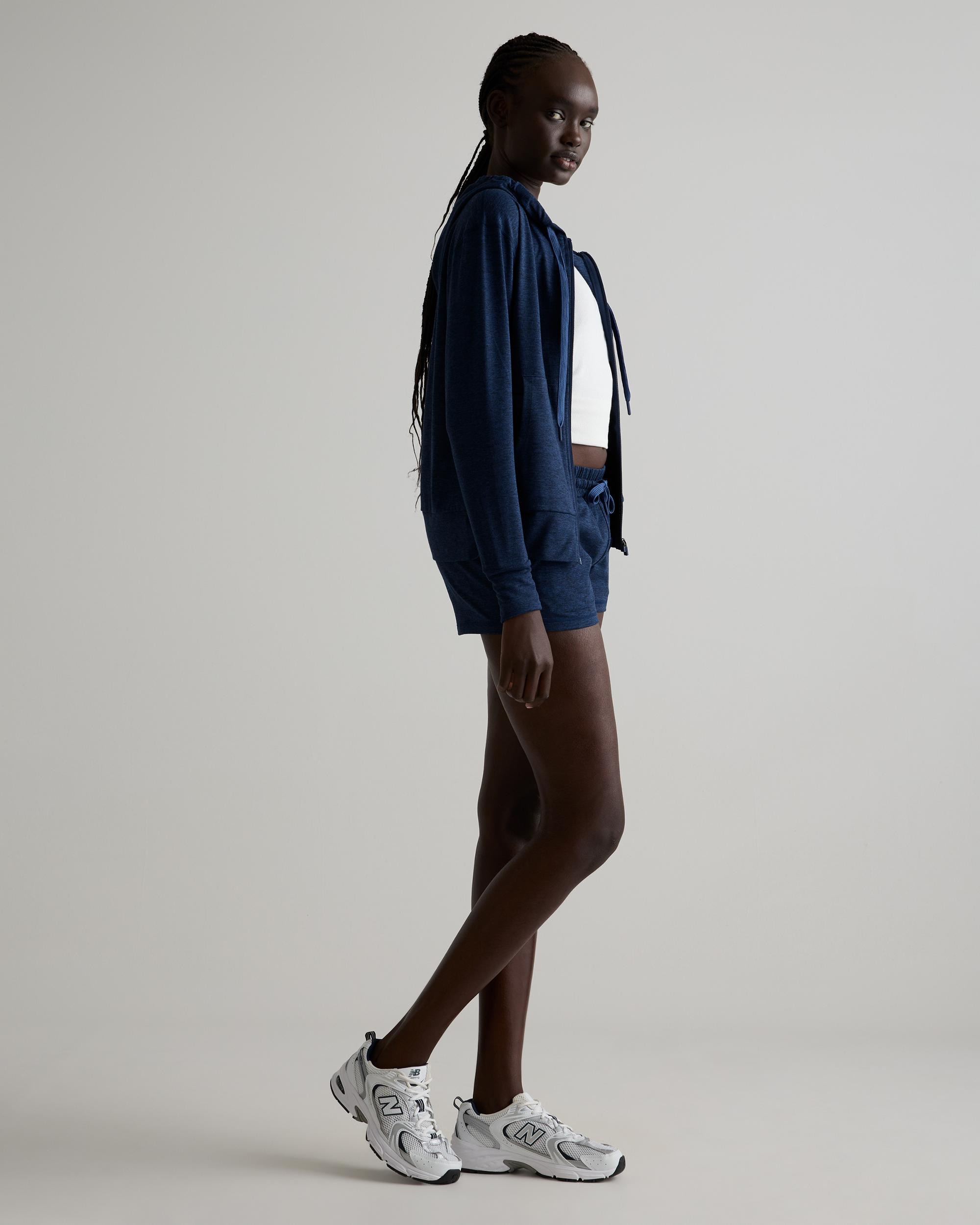 Quince | Women's Super Soft Performance Full Zip Hoodie in Navy, Flowknit Activewear, Size XL, Recycled Polyester Product Image