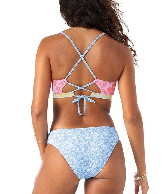 Roxy Tapestry Patchwork Texture Low Waist Hipster Swim Bottom Product Image