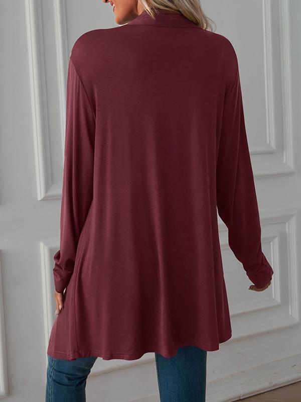 Long Sleeves Loose Solid Color Statement Collar Outerwear Product Image