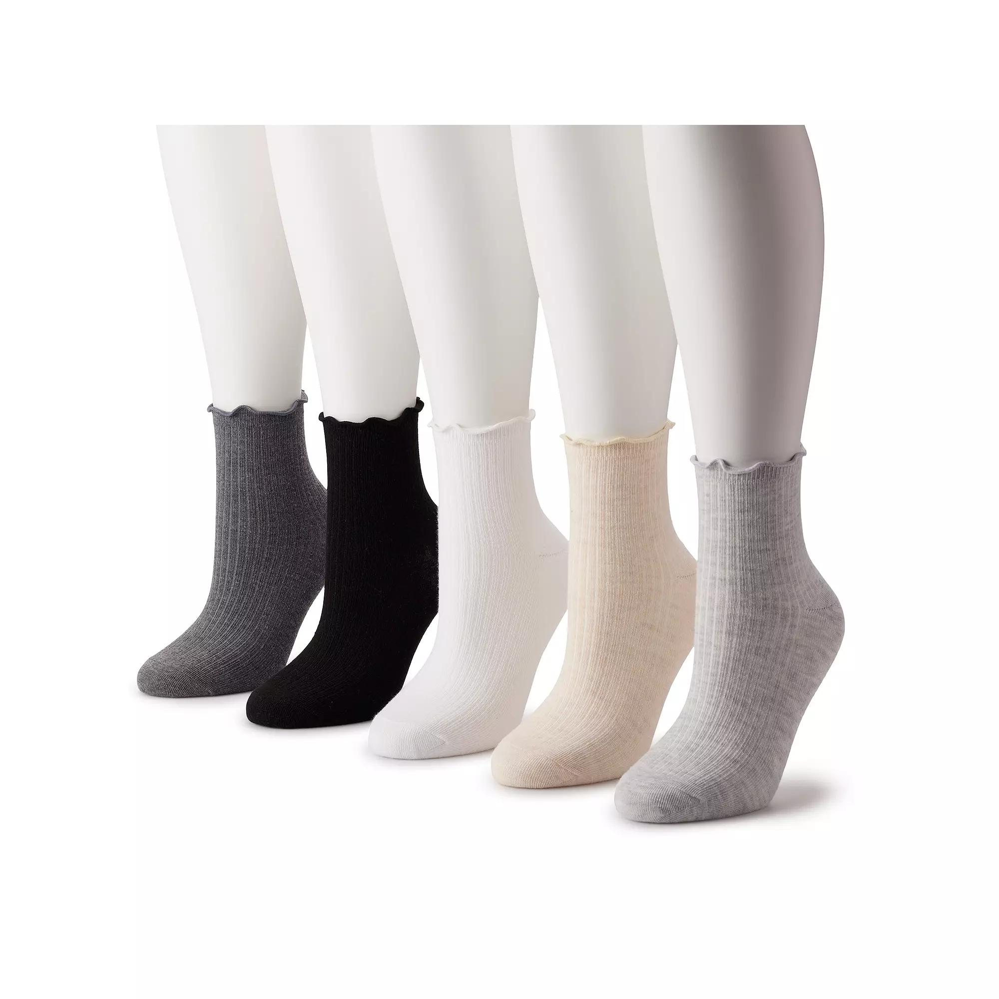 Women's Sonoma Goods For Life® 5-Pack Lettuce Edge Ankle Socks,  Product Image