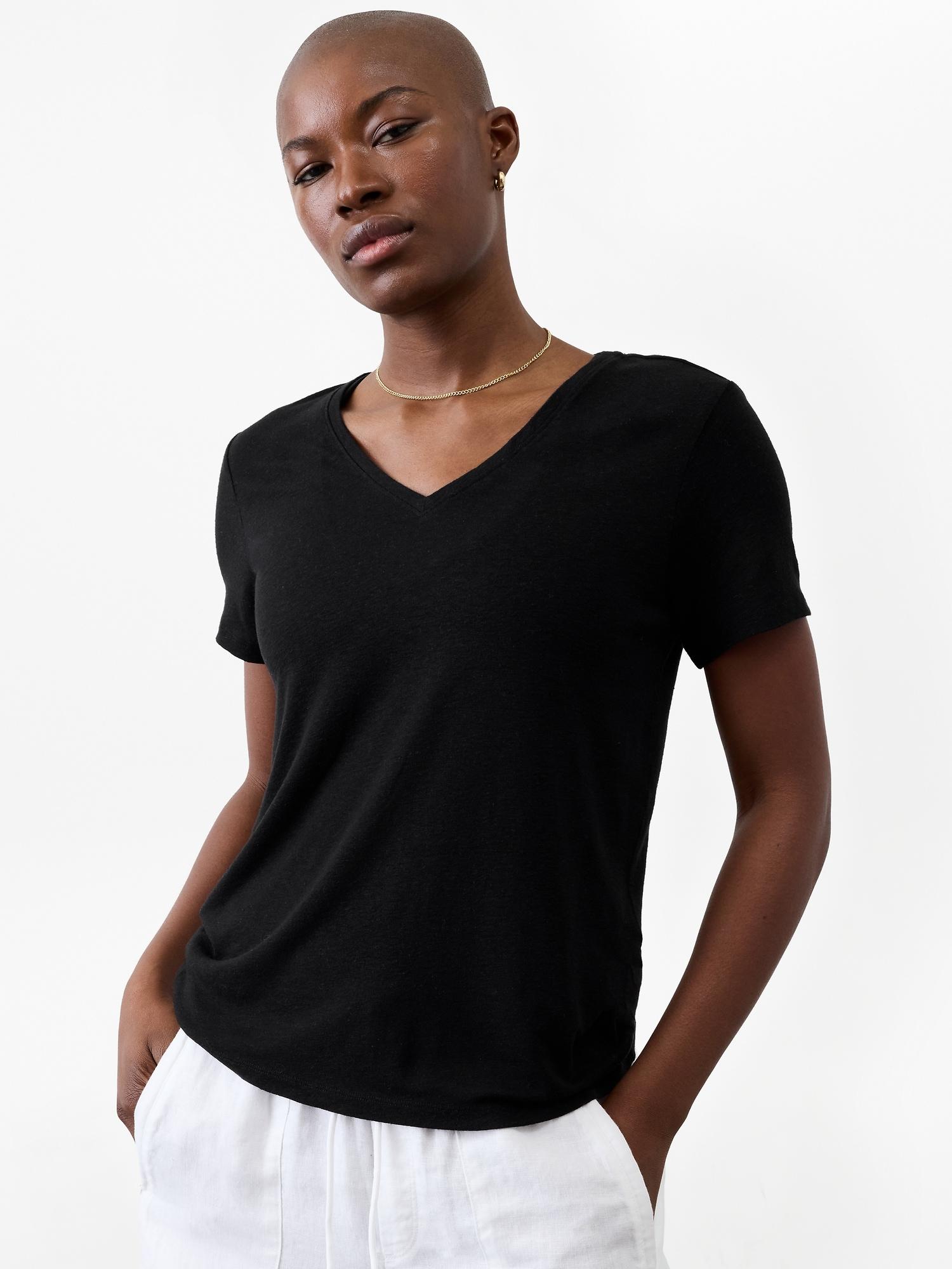 Getaway Linen Blend V-Neck Tee Product Image