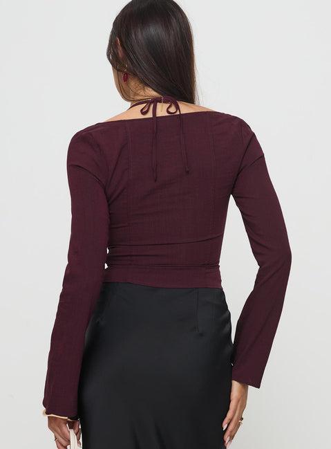 Trynia Long Sleeve Top Burgundy Product Image