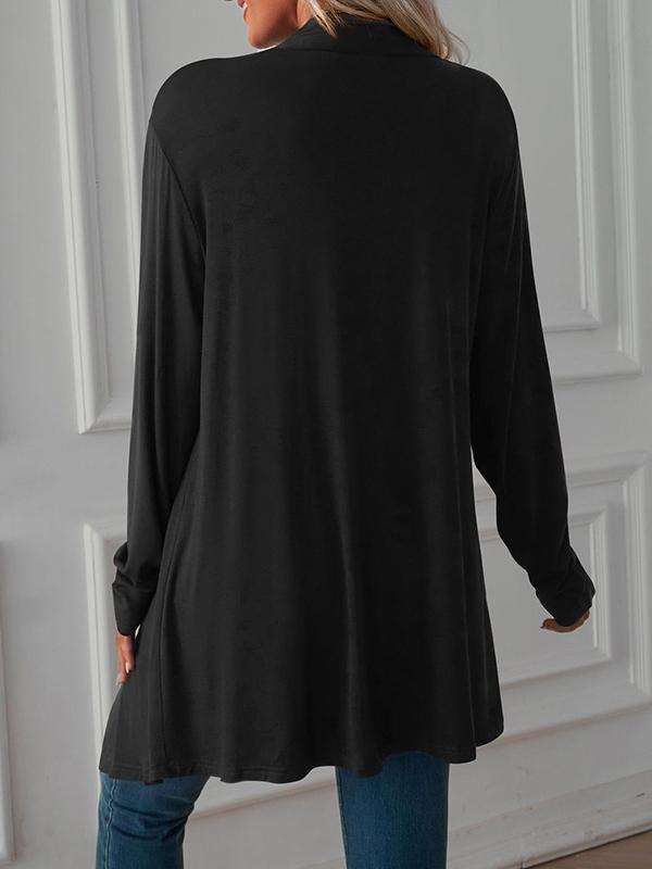 Long Sleeves Loose Solid Color Statement Collar Outerwear Product Image