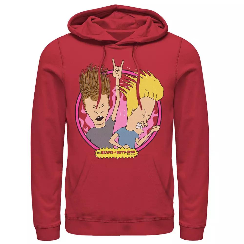 Men's Beavis And Butthead Rock N Roll Circle Portrait Hoodie,  Product Image