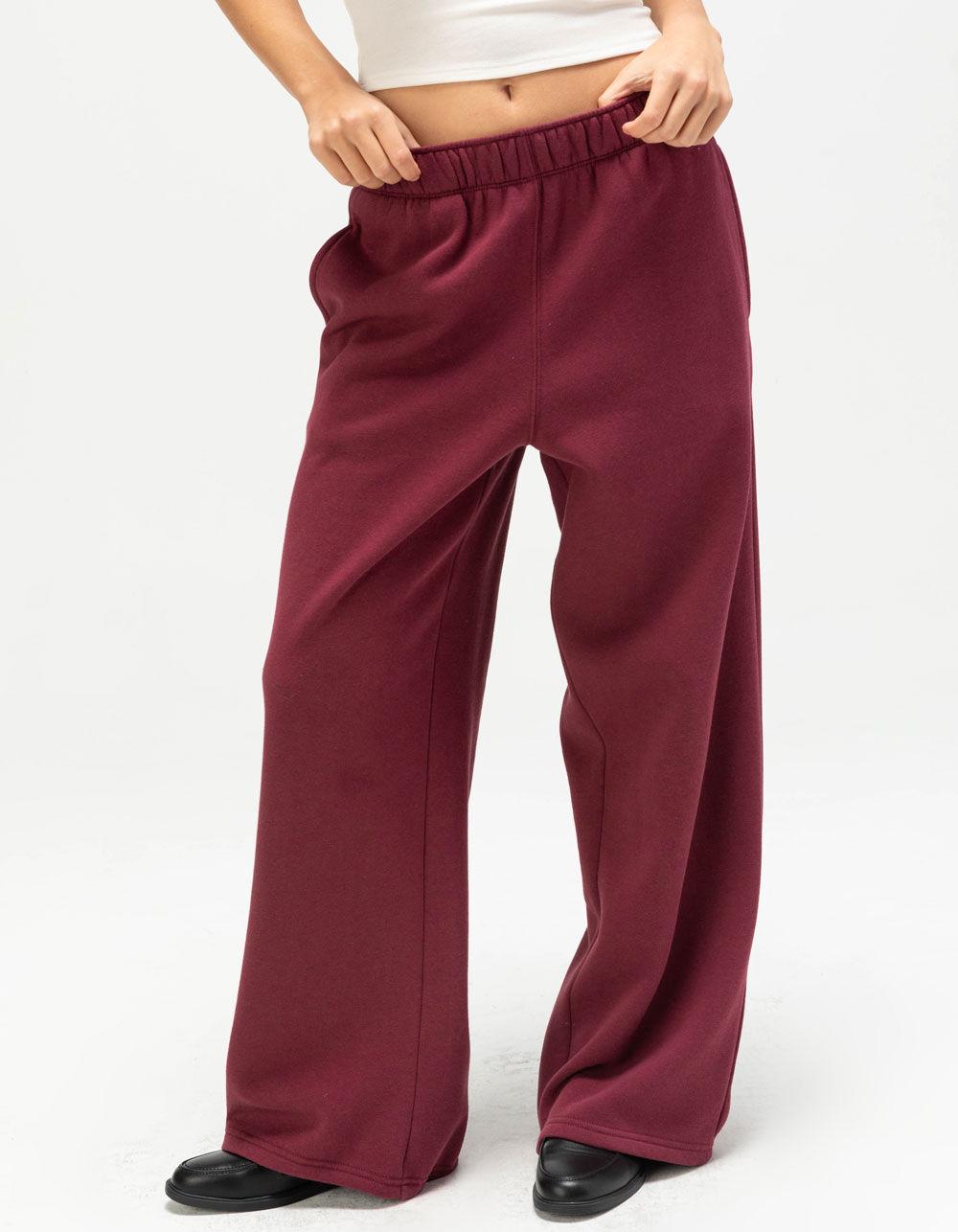 TILLYS Wide Leg Womens Sweatpants - BURGUNDY Product Image