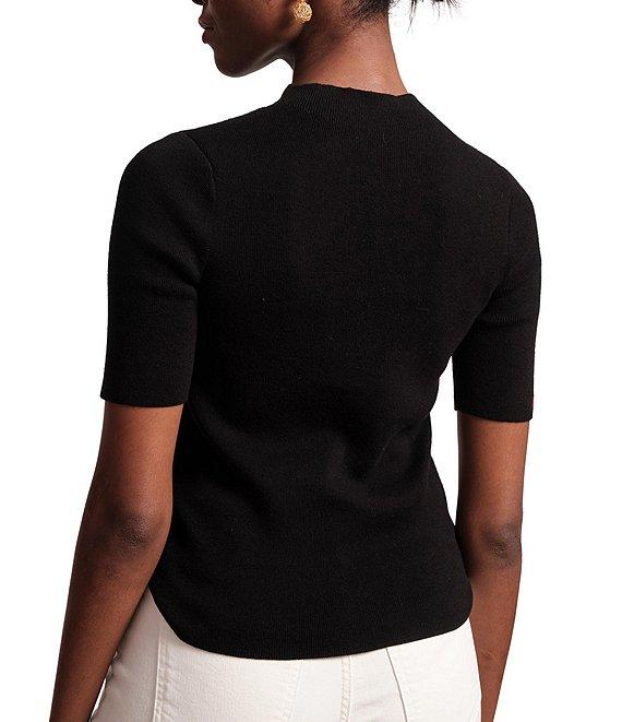FRANCES VALENTINE Marie Knit Mock Neck 3/4 Sleeve Sweater Top Product Image