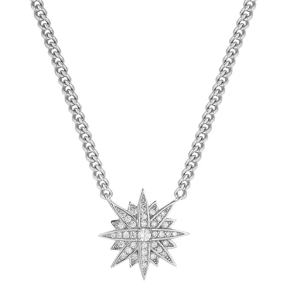 Sunkissed Sterling 14k Gold Over Silver Cubic Zirconia North Star Pendant Necklace, Women's, Size: 18", Silver Tone Product Image