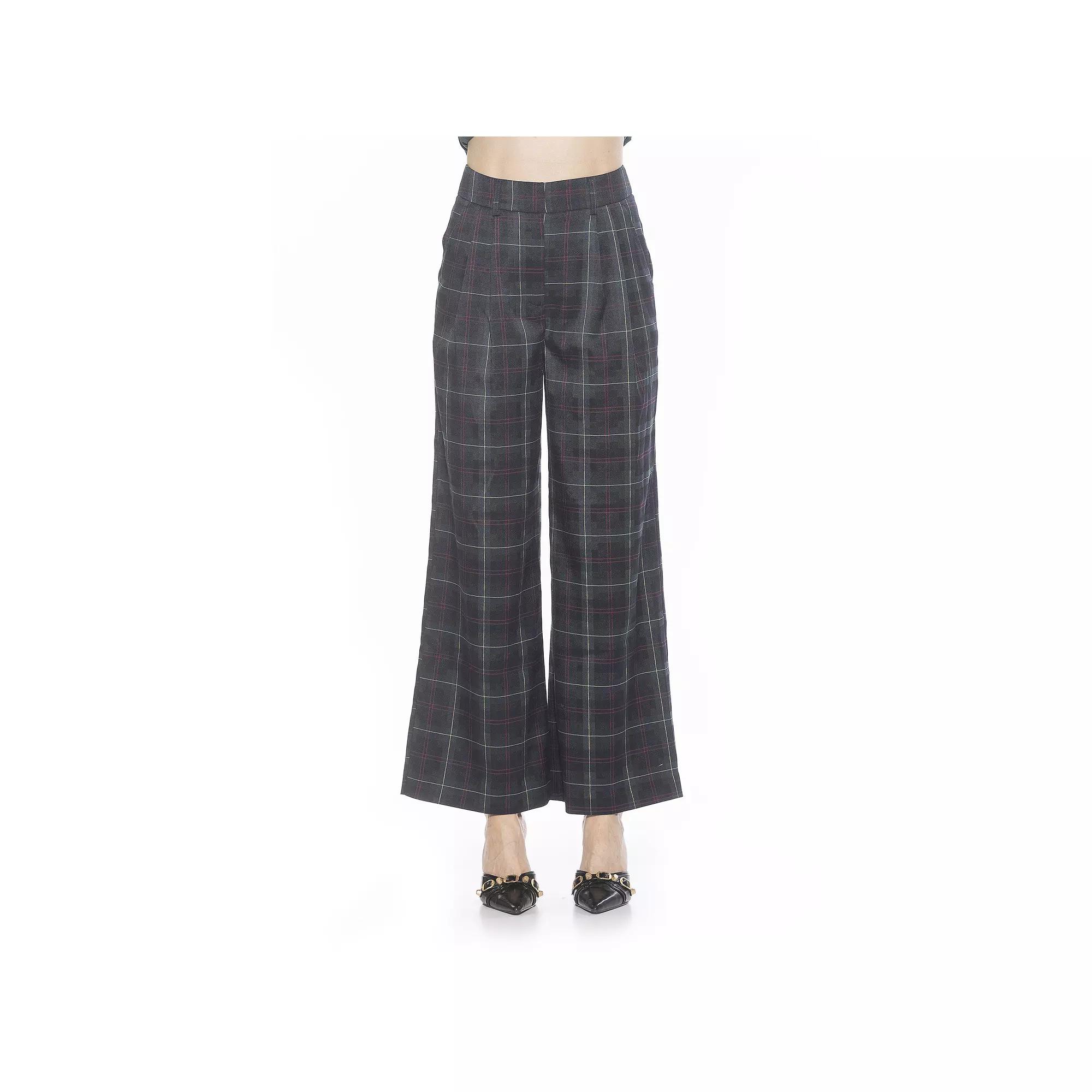 Women's ALEXIA ADMOR Elodie Plaid Front Zip Wide Leg Pants,  Product Image