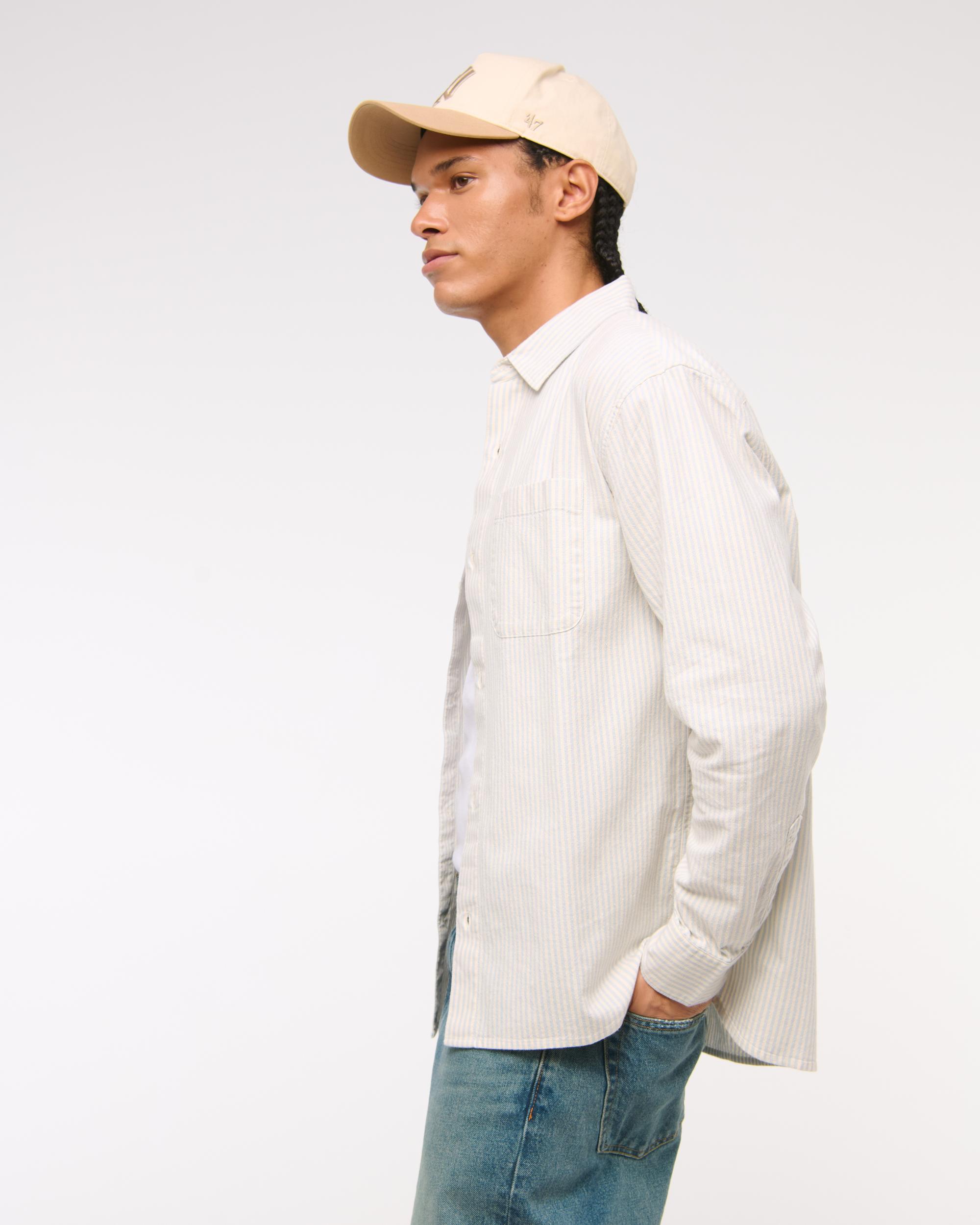 Summer Linen-Blend Button-Up Shirt Product Image