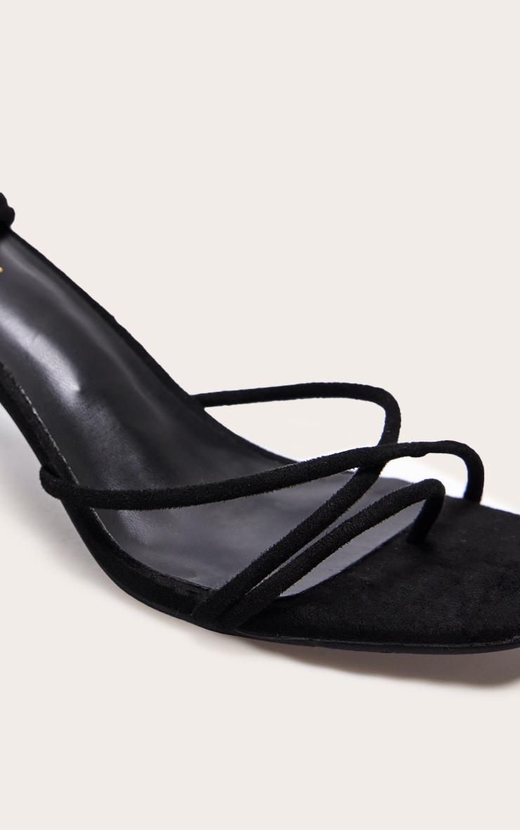 Black Wide Fit Faux Suede Strappy Lace Up Low Heel Sandals Product Image