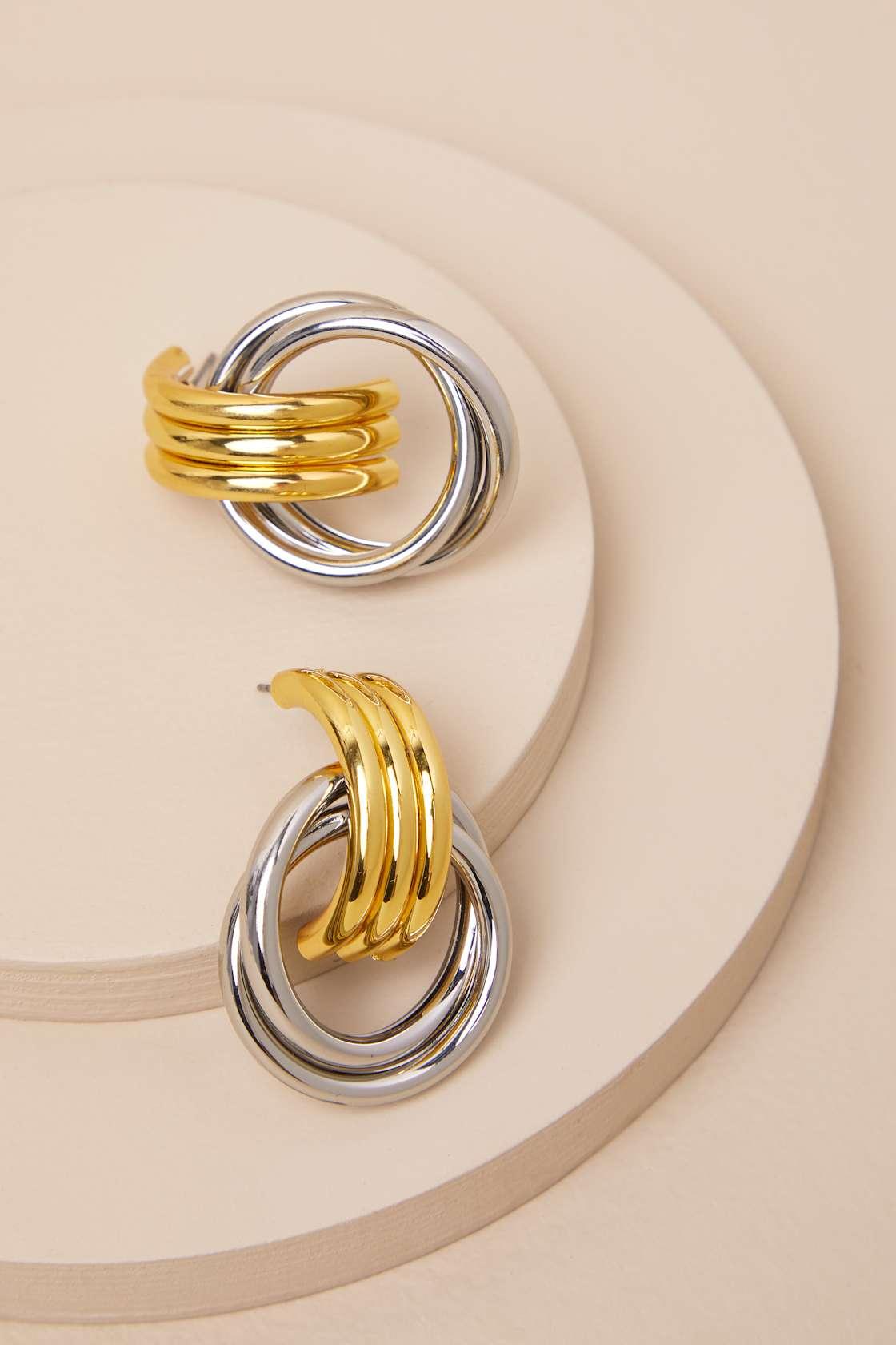 Cam Gold and Silver Doorknocker Earrings Product Image