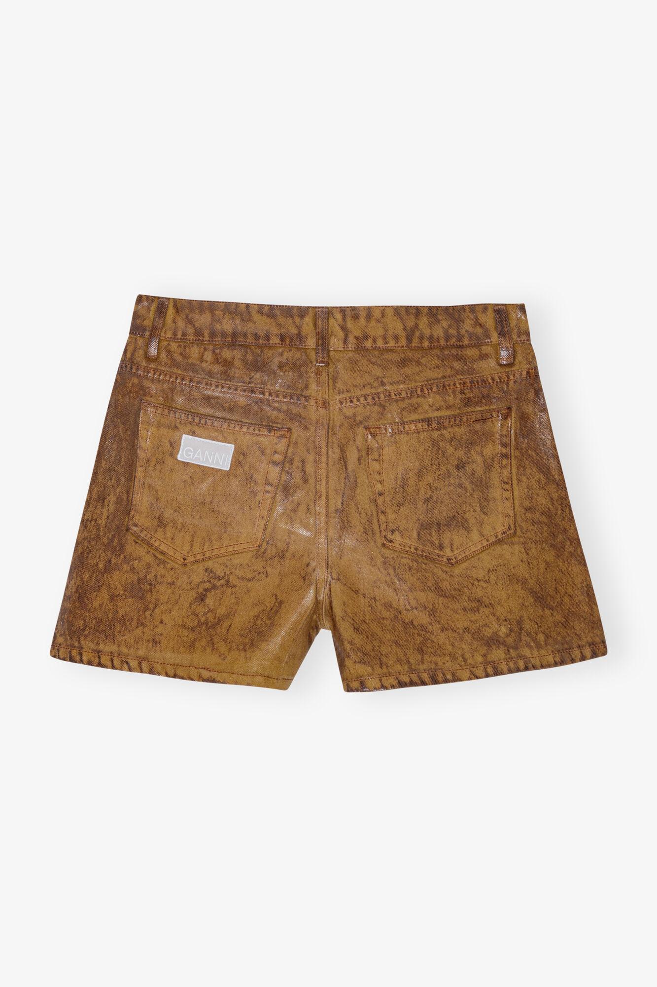 Brown Foil Denim Shorts Product Image