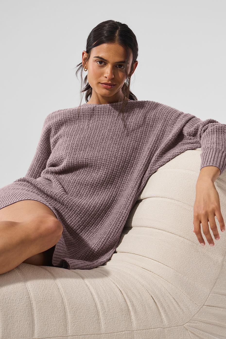 Cashmere Plush Waffle Dress - Mushroom Heather Product Image