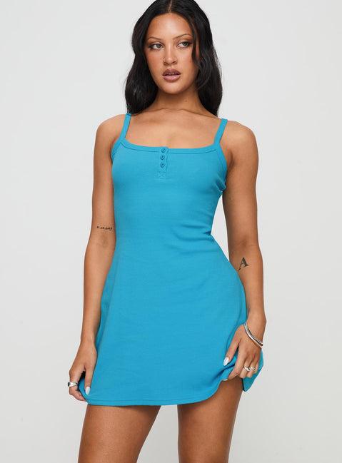 Baseline Rib Mini Dress Blue Product Image