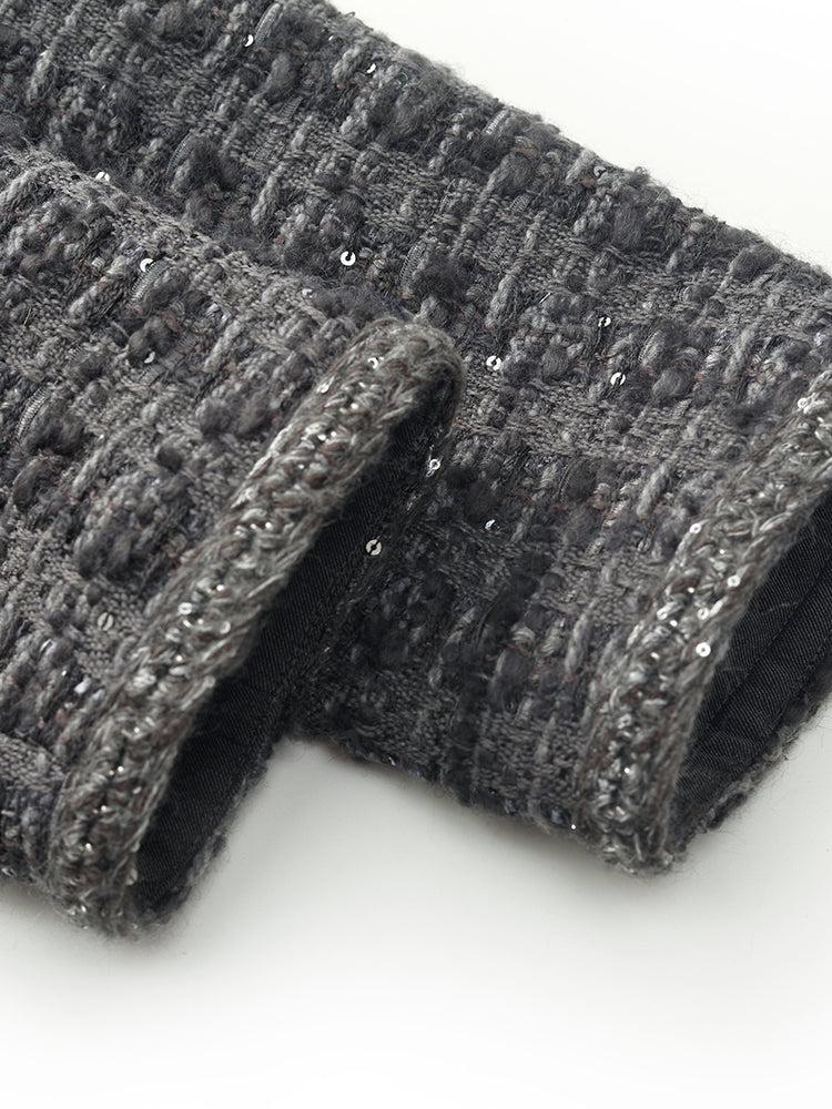 Wool Blend Tweed Sequins Women Crop Jacket Product Image