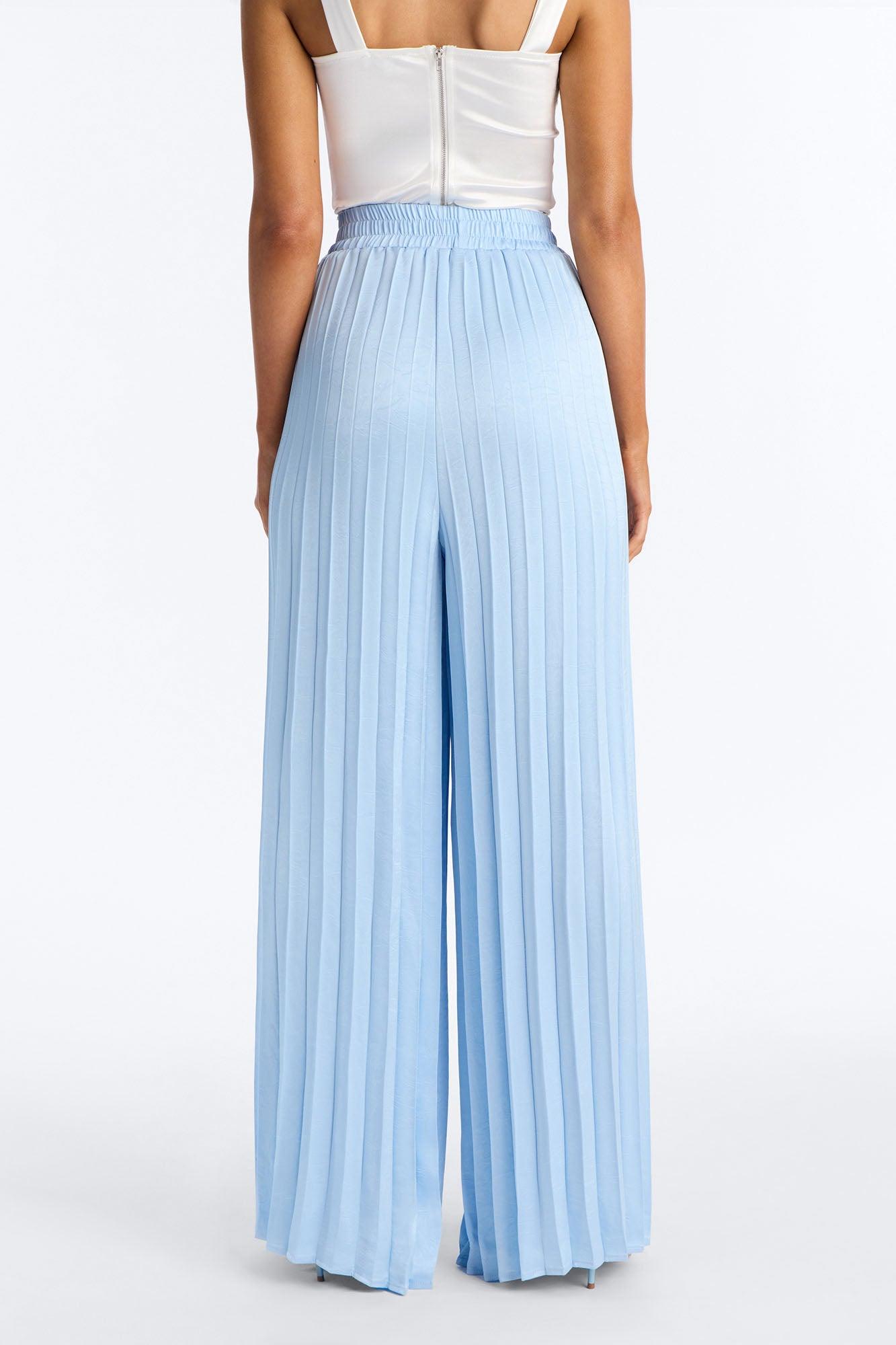 Let's Go Babe Satin Wide Leg Pant 32 - Light Blue Female Product Image