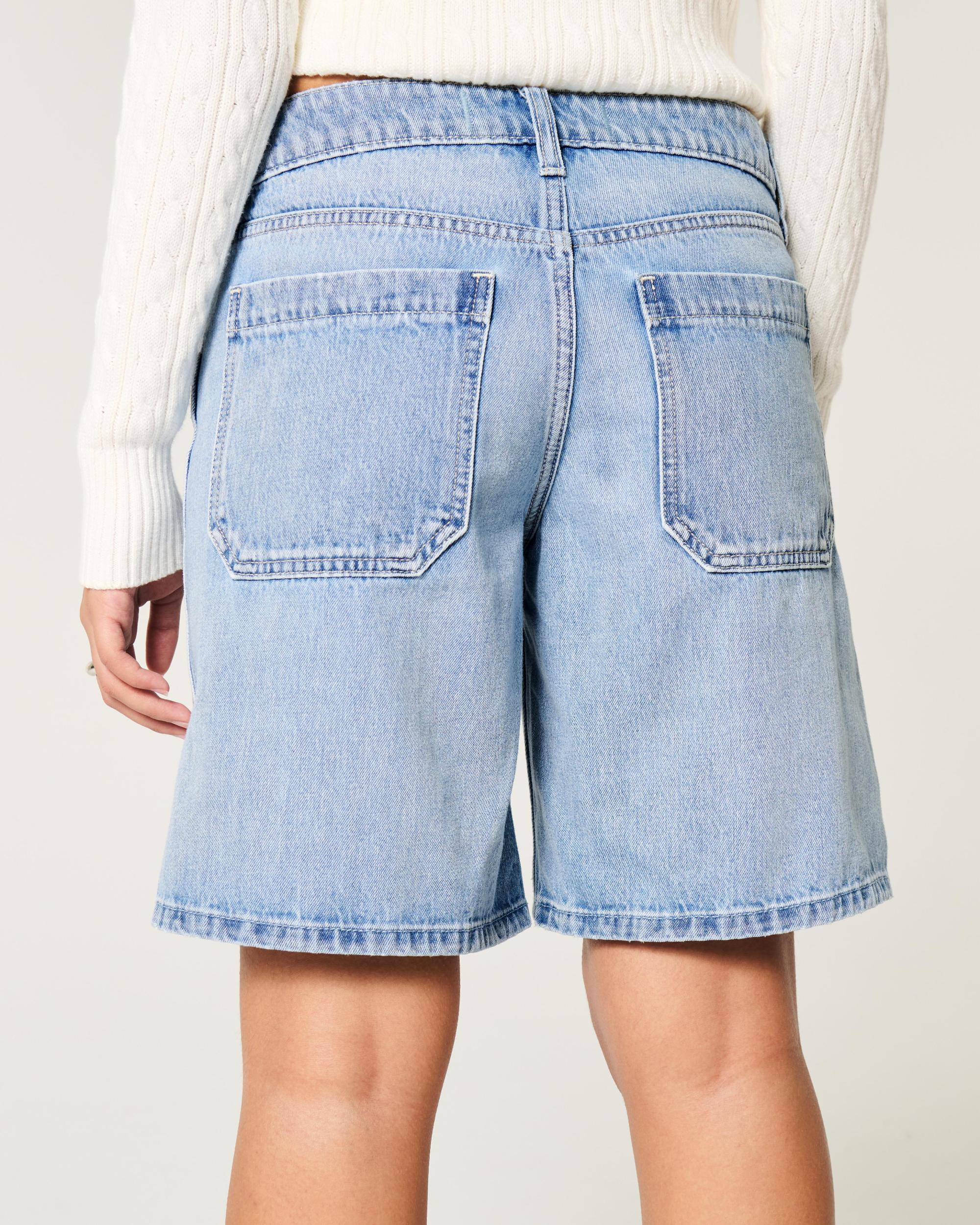 Low-Rise Washed Black Baggy Jort Product Image