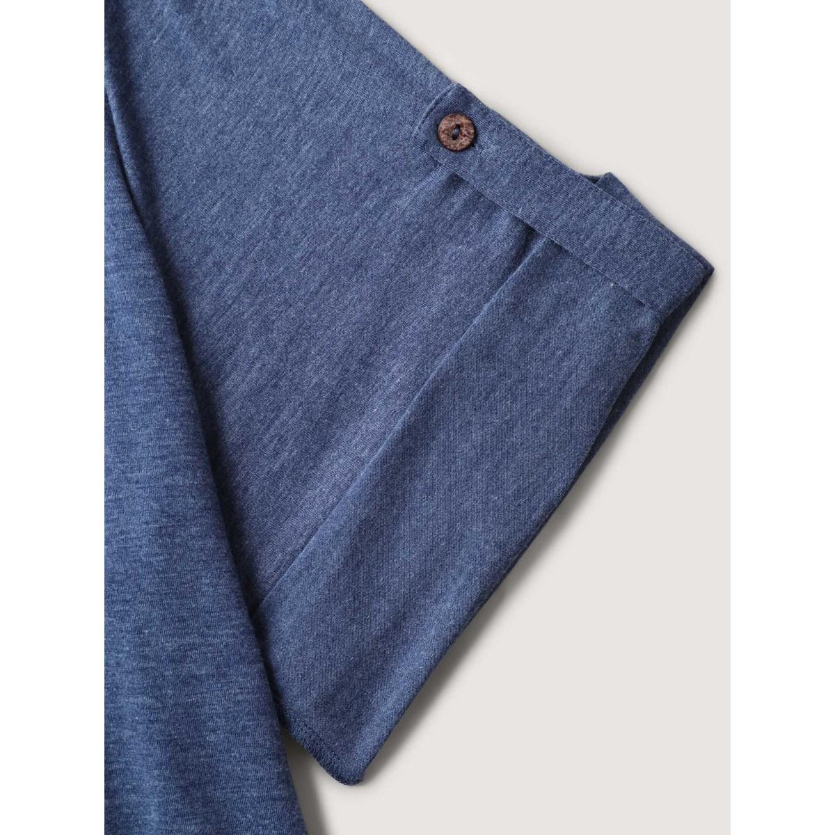 Plus Size Supersoft Tab Sleeve Placket T-Shirt Stone Women Leisure V-neck Casual T-shirts BloomChic 14-16/1X Product Image