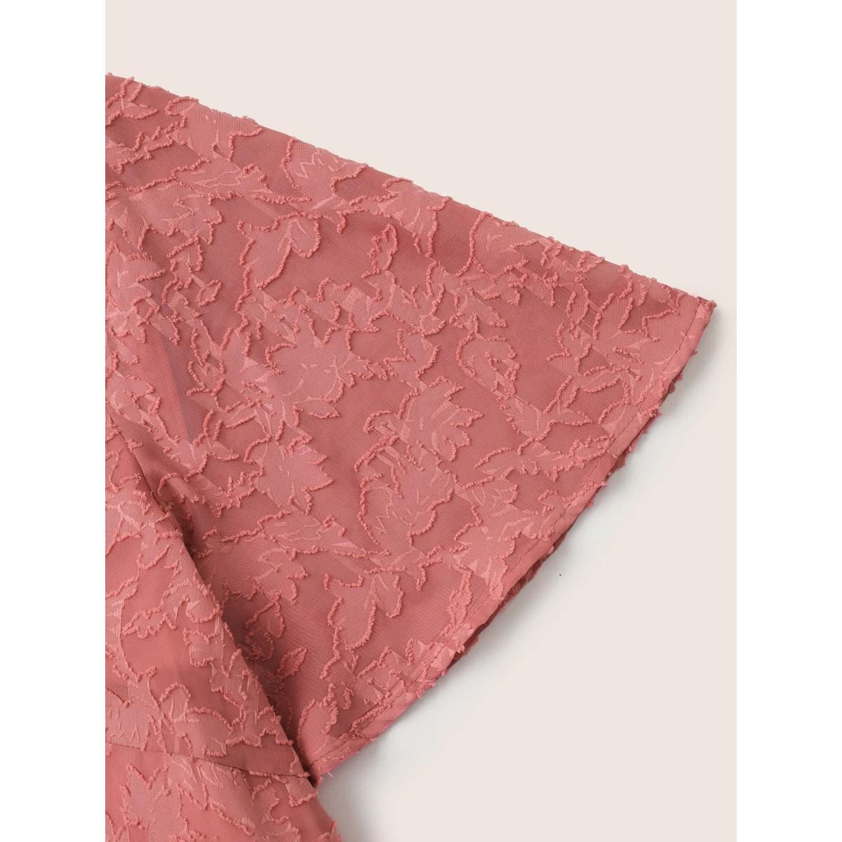 Plus Size DustyPink Chiffon Plisse Tiered Hem Ruffle Sleeve Blouse Women Elegant Short sleeve Square Neck Everyday Blouses BloomChic 10/M Product Image