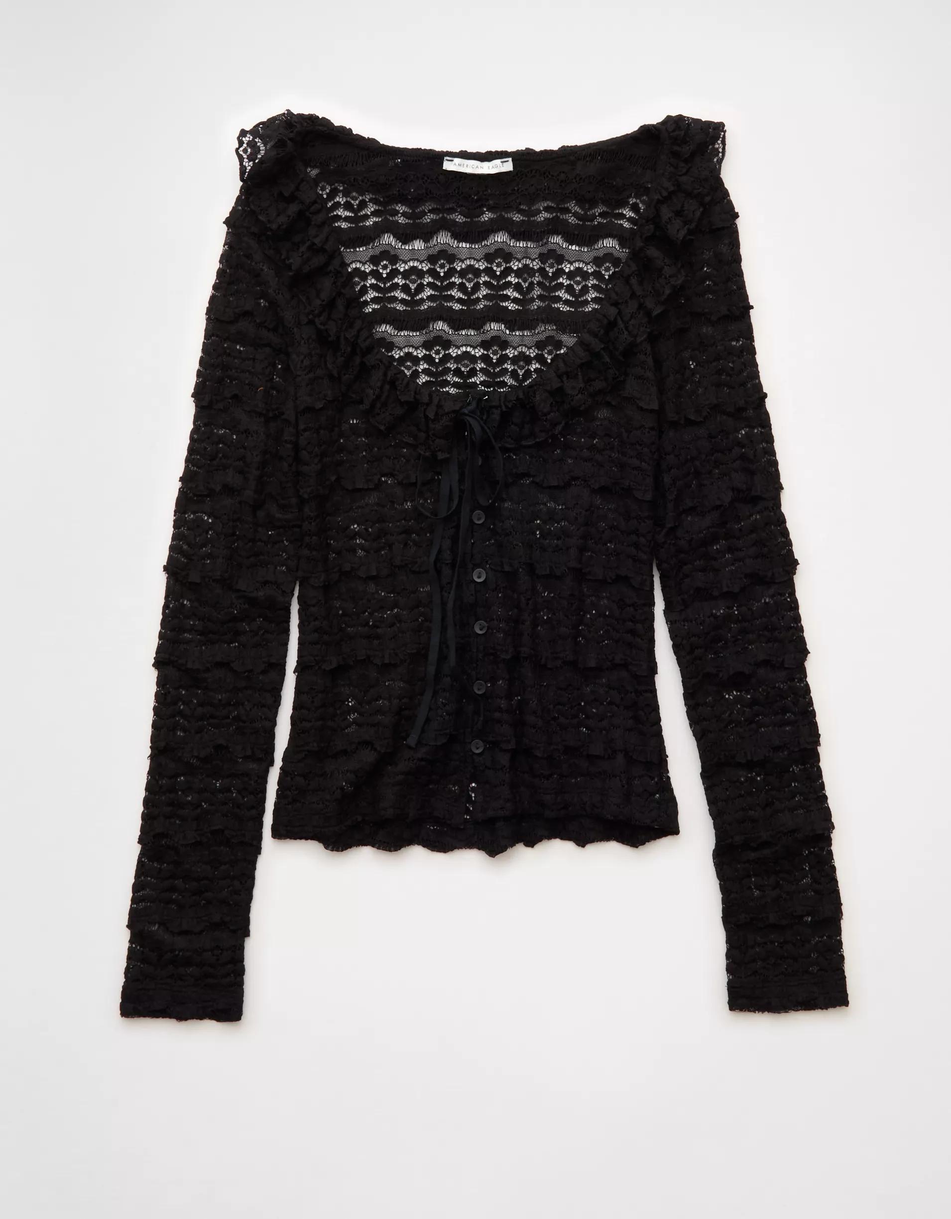 AE Ruffle Neck T-Shirt Product Image