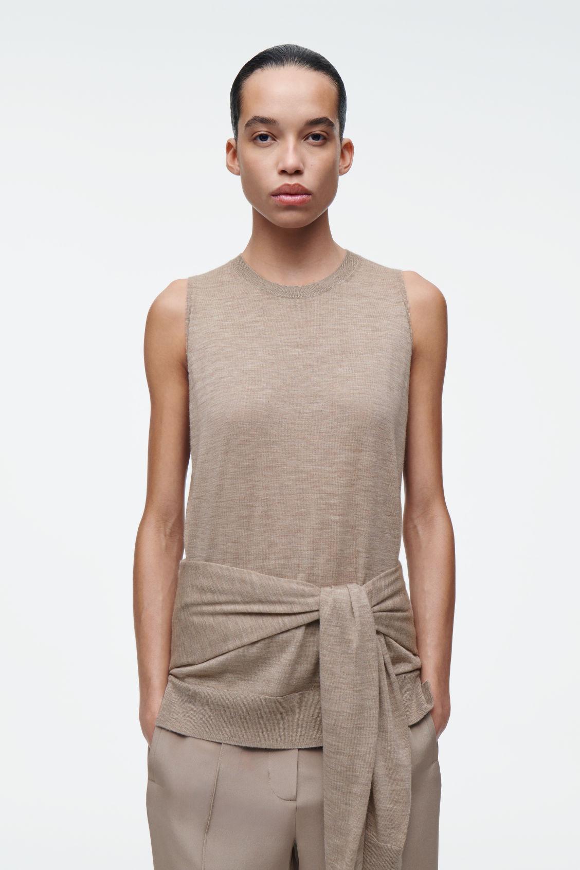 ATTACHED LAYERED FINE CASHMERE CARDIGAN Product Image