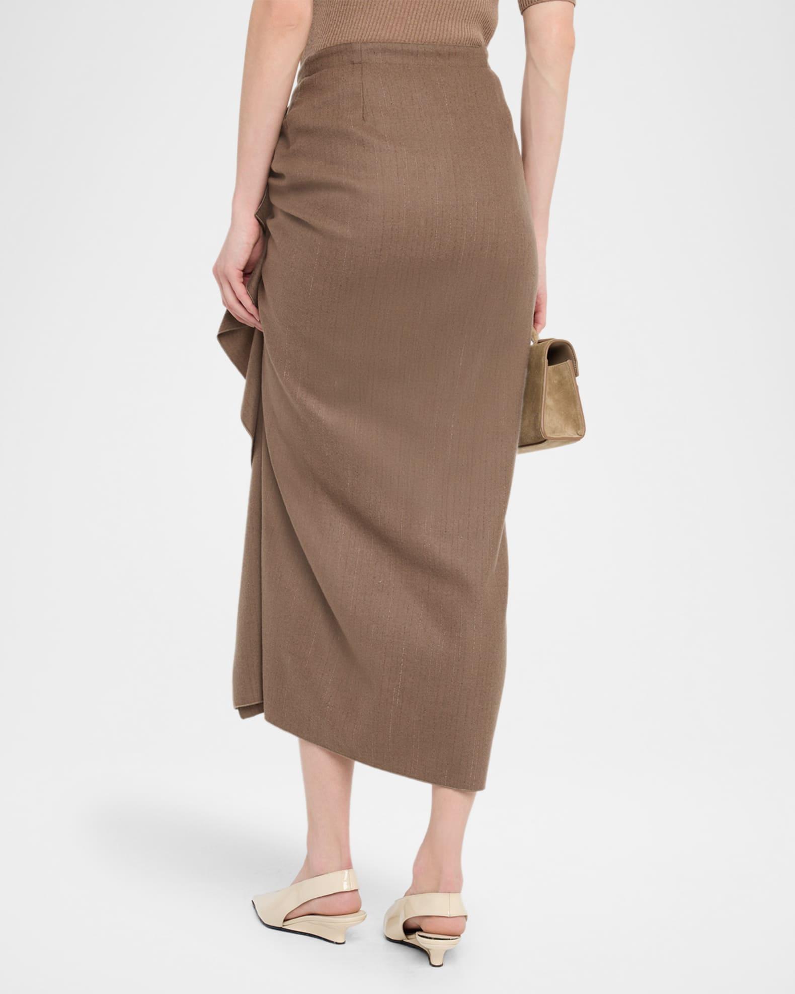 Draped Pinstripe Midi Skirt Product Image