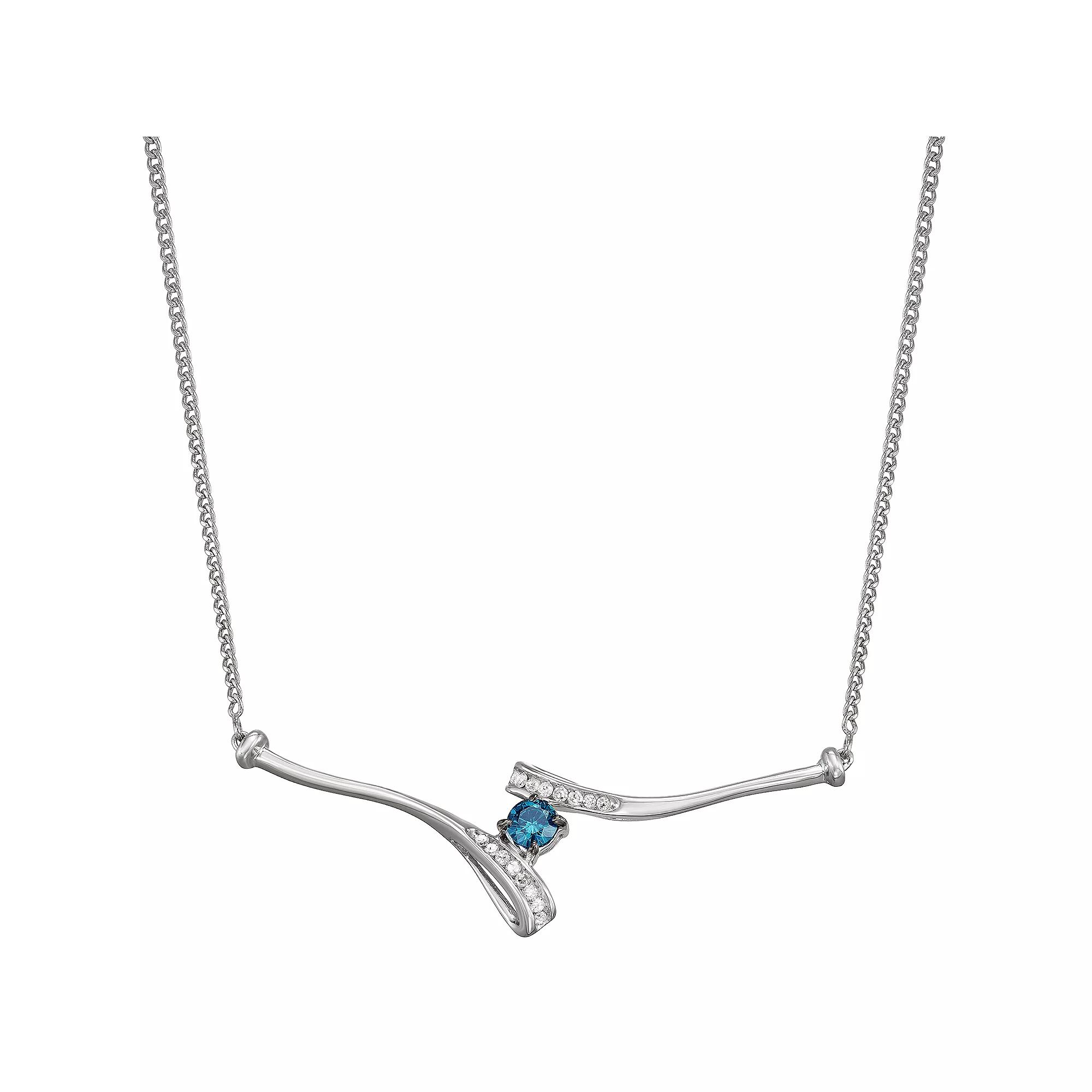 Sterling Silver 1/3 Carat T.W. Black & White Diamond Bypass Necklace, Women's, Size: 18", Silver Tone Product Image