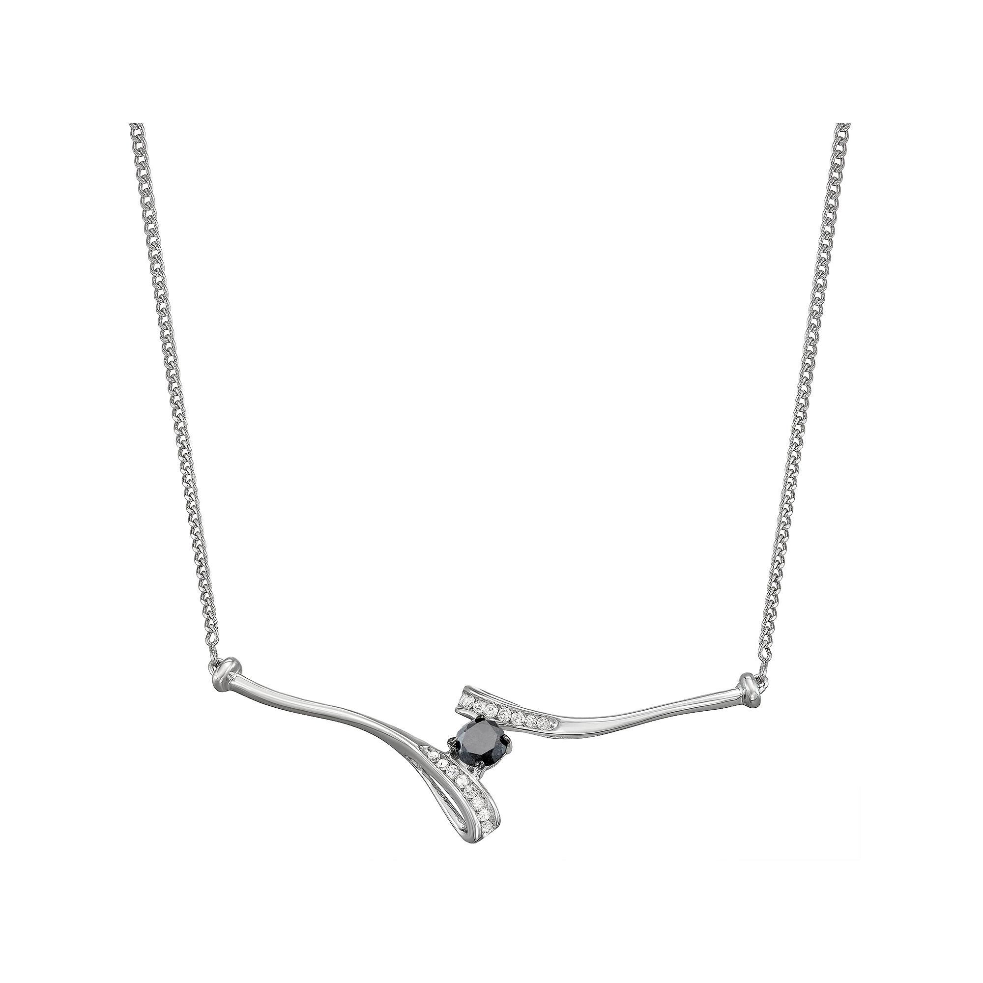 Sterling Silver 1/3 Carat T.W. Black & White Diamond Bypass Necklace, Women's, Size: 18", Silver Tone Product Image