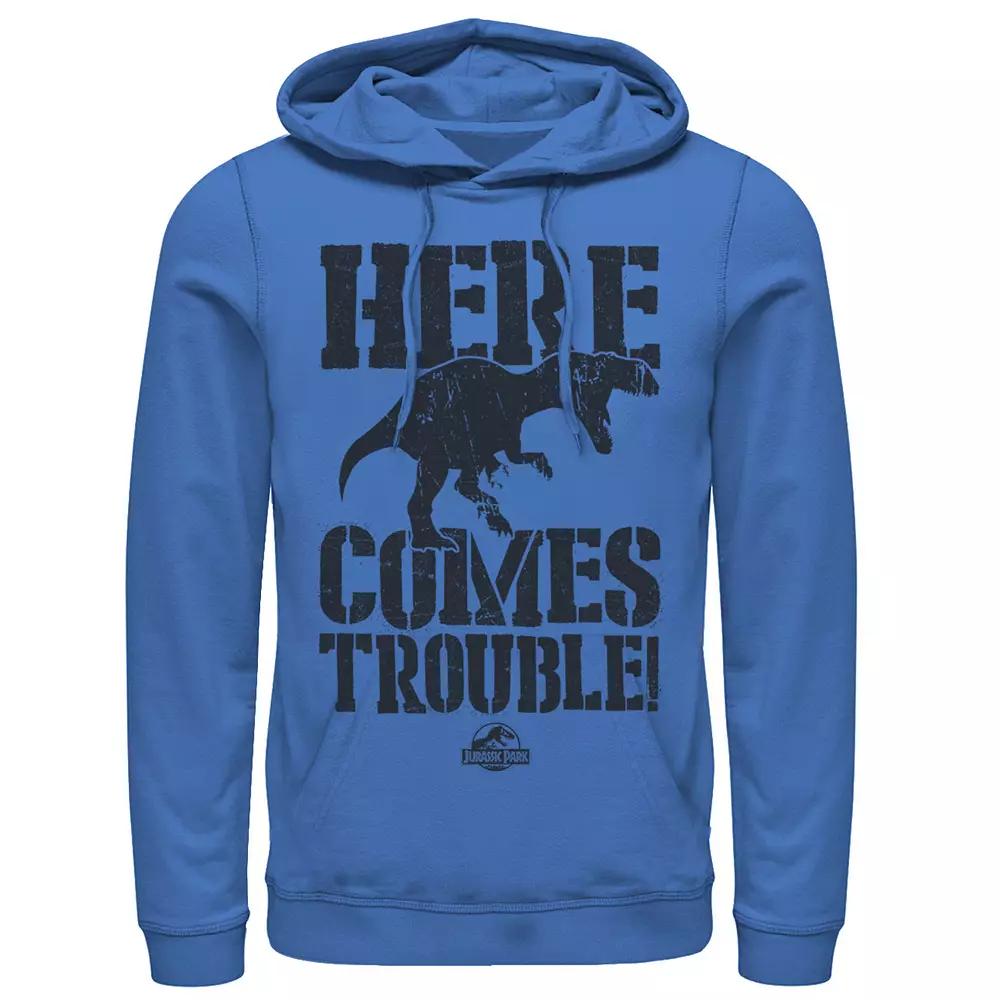 Men's Jurassic Park Here Comes Trouble Pullover Graphic Hoodie,  Product Image