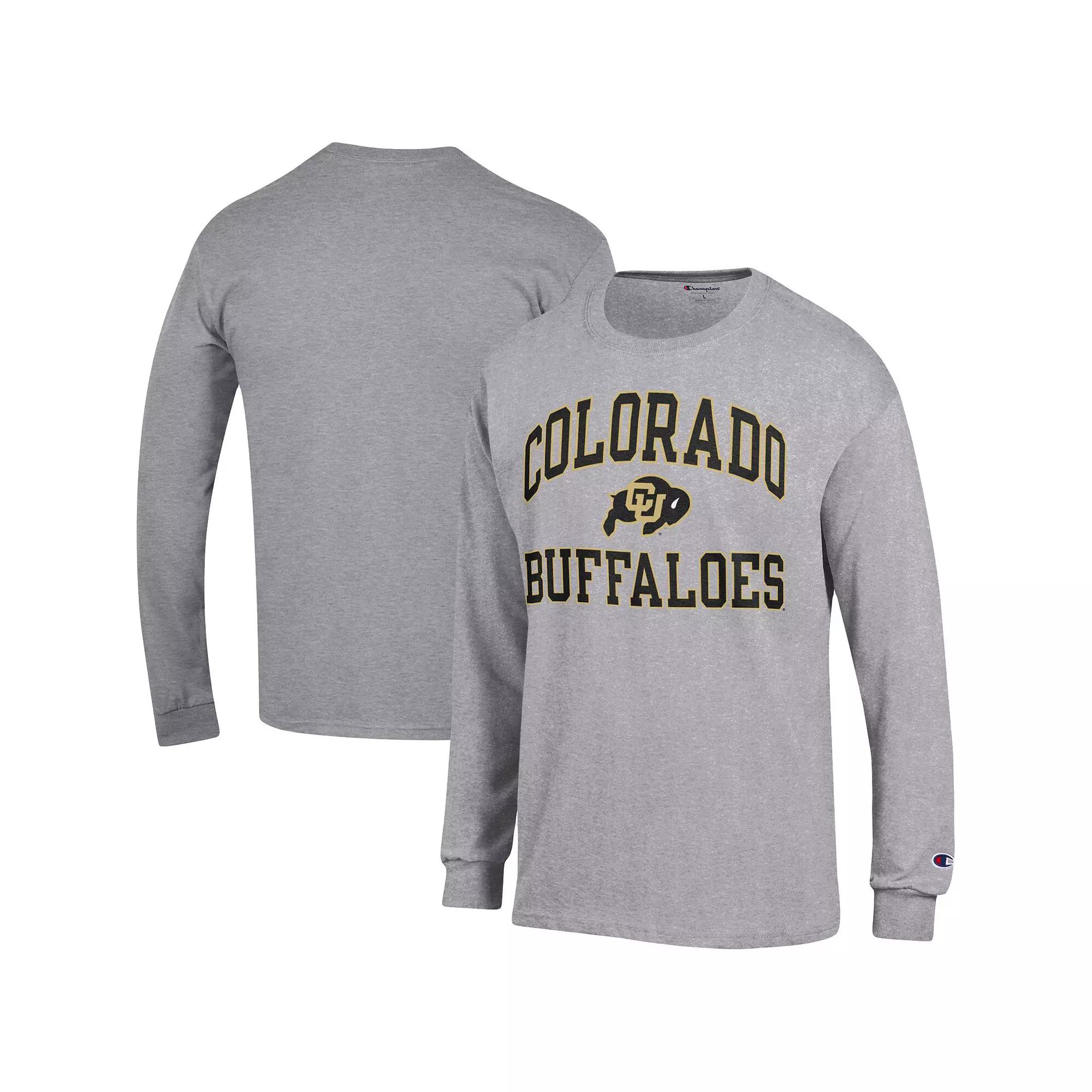 Men's Champion Heather Gray Colorado Buffaloes High Motor Long Sleeve T-Shirt,  Product Image