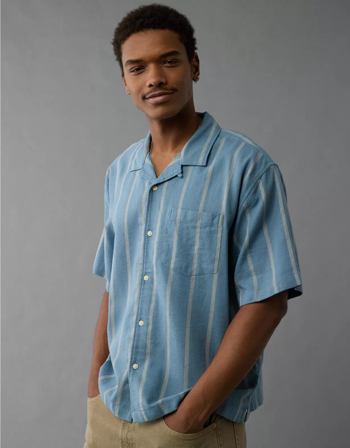 AE Poolside Striped Button-Up Shirt Product Image