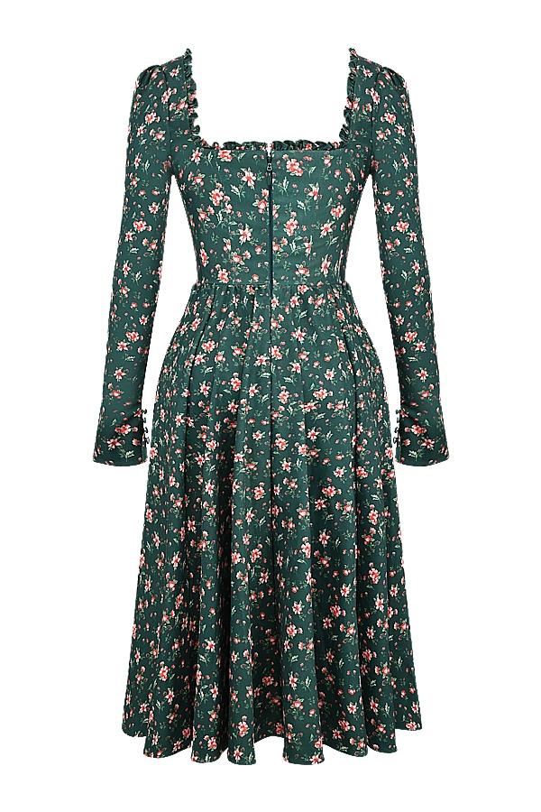 Delia  green floral print midi dress Product Image