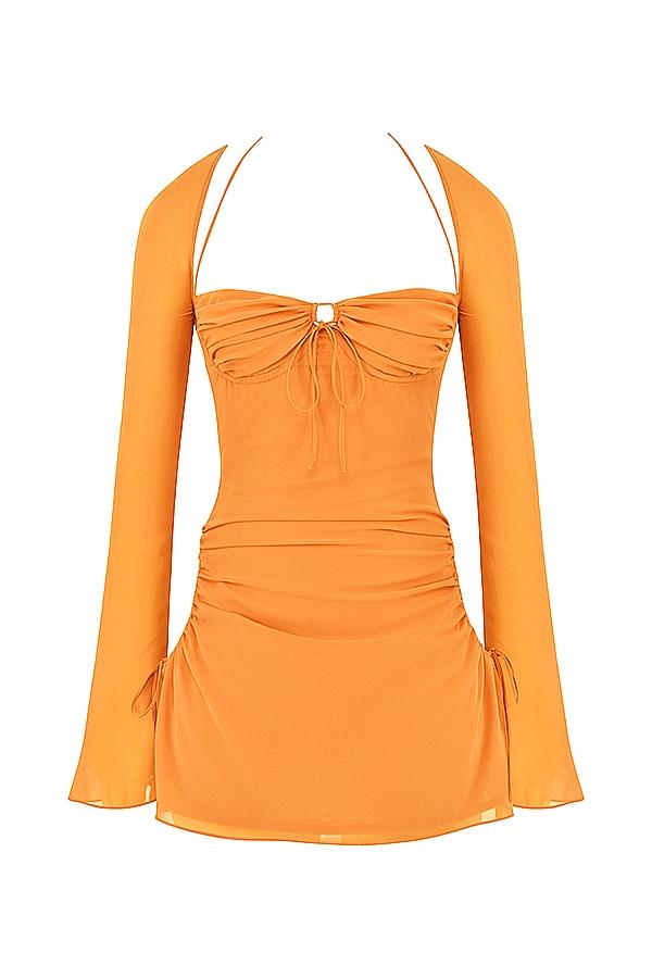 Valentina  lime asymmetric cutout midi dress Product Image