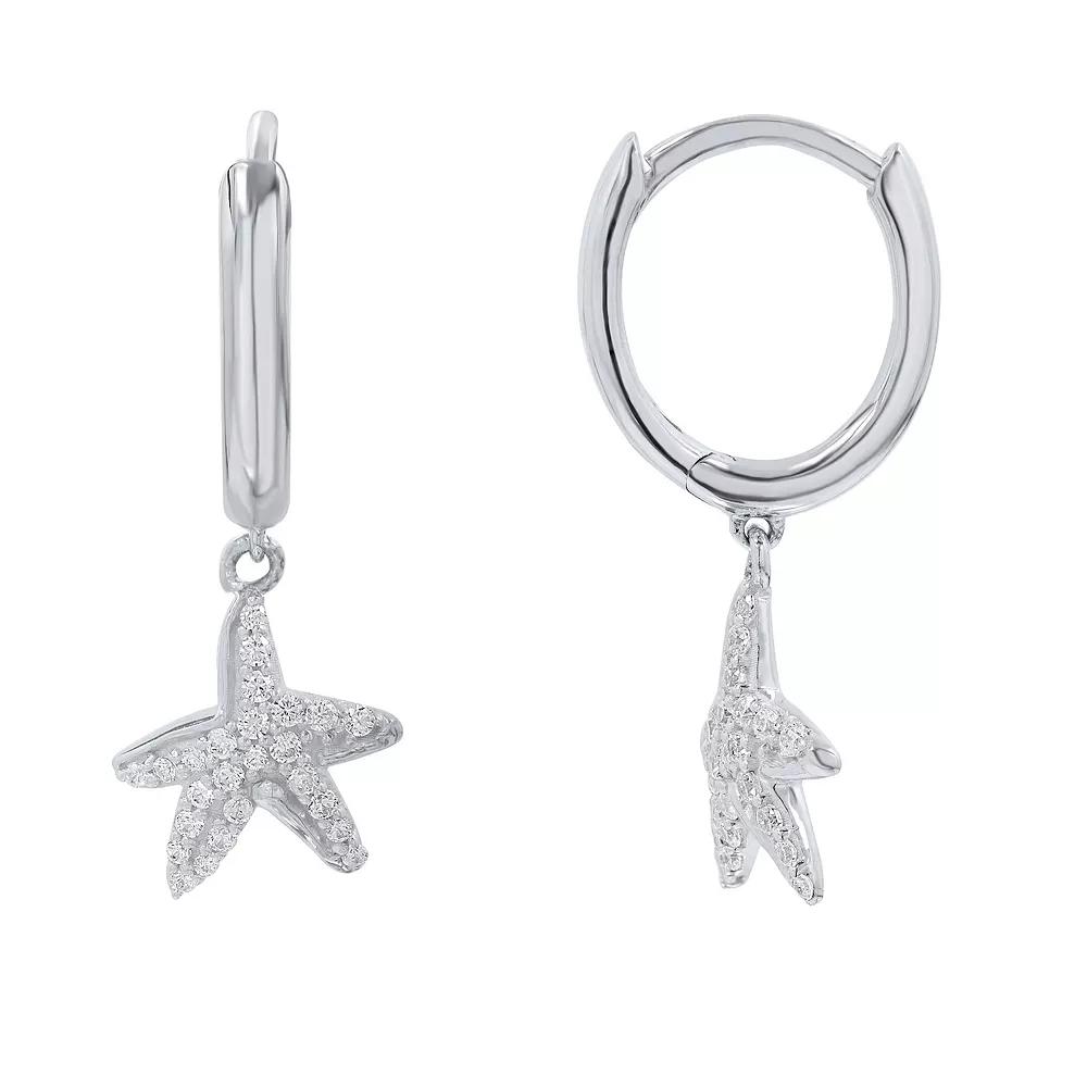 Sterling Silver 1/3 Carat T.W. Diamond Starfish Drop Earrings, Women's, Pink Tone Product Image