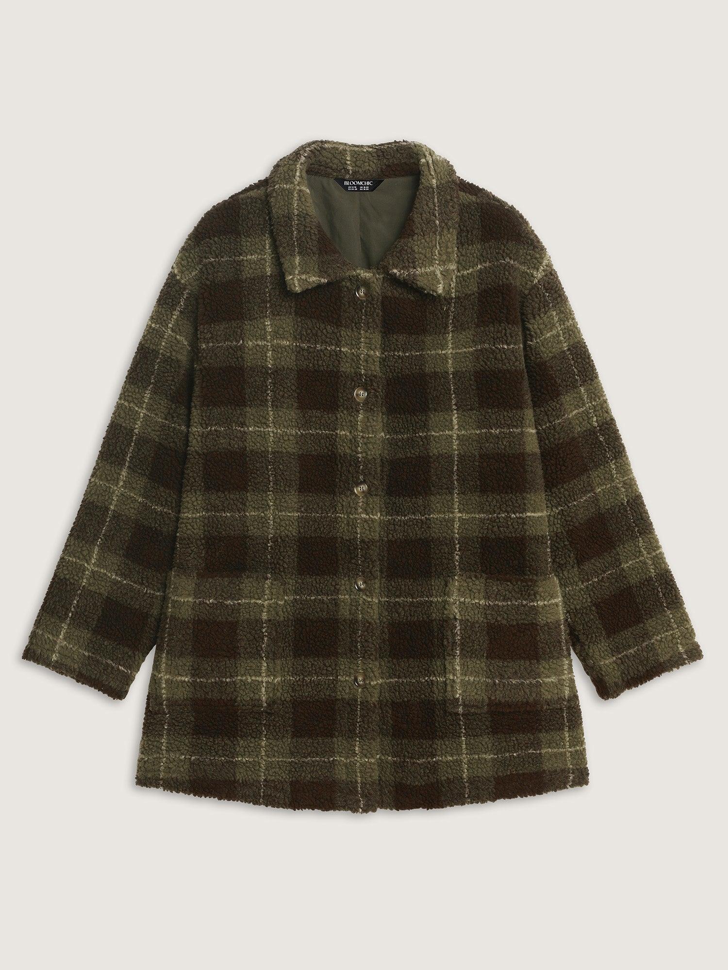 Plaid Pockets Button-Down Coat Female Product Image