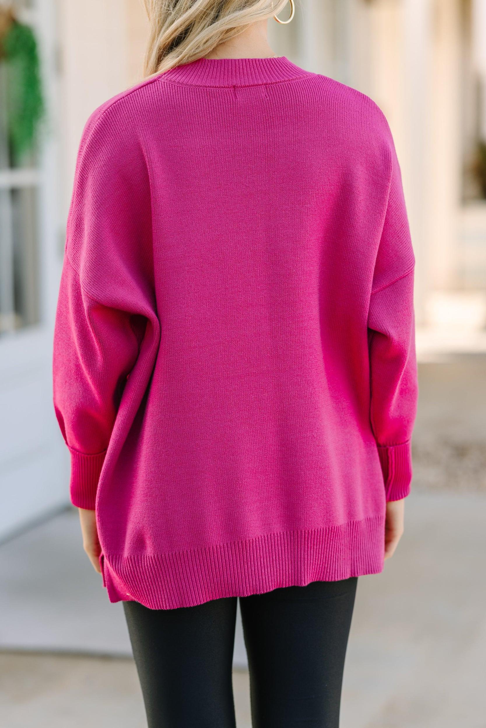 Perfectly You Fuchsia Pink Mock Neck Sweater Female Product Image
