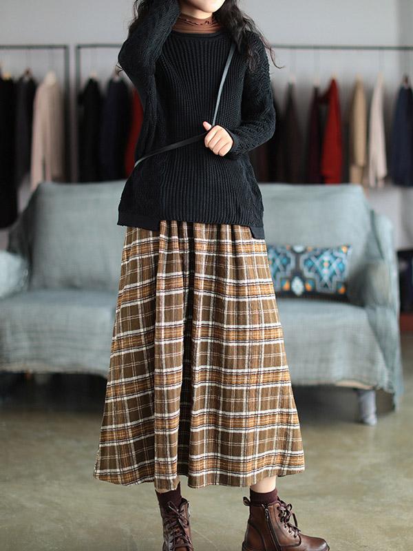 Artistic Retro Plaid A-Line Skirt Product Image