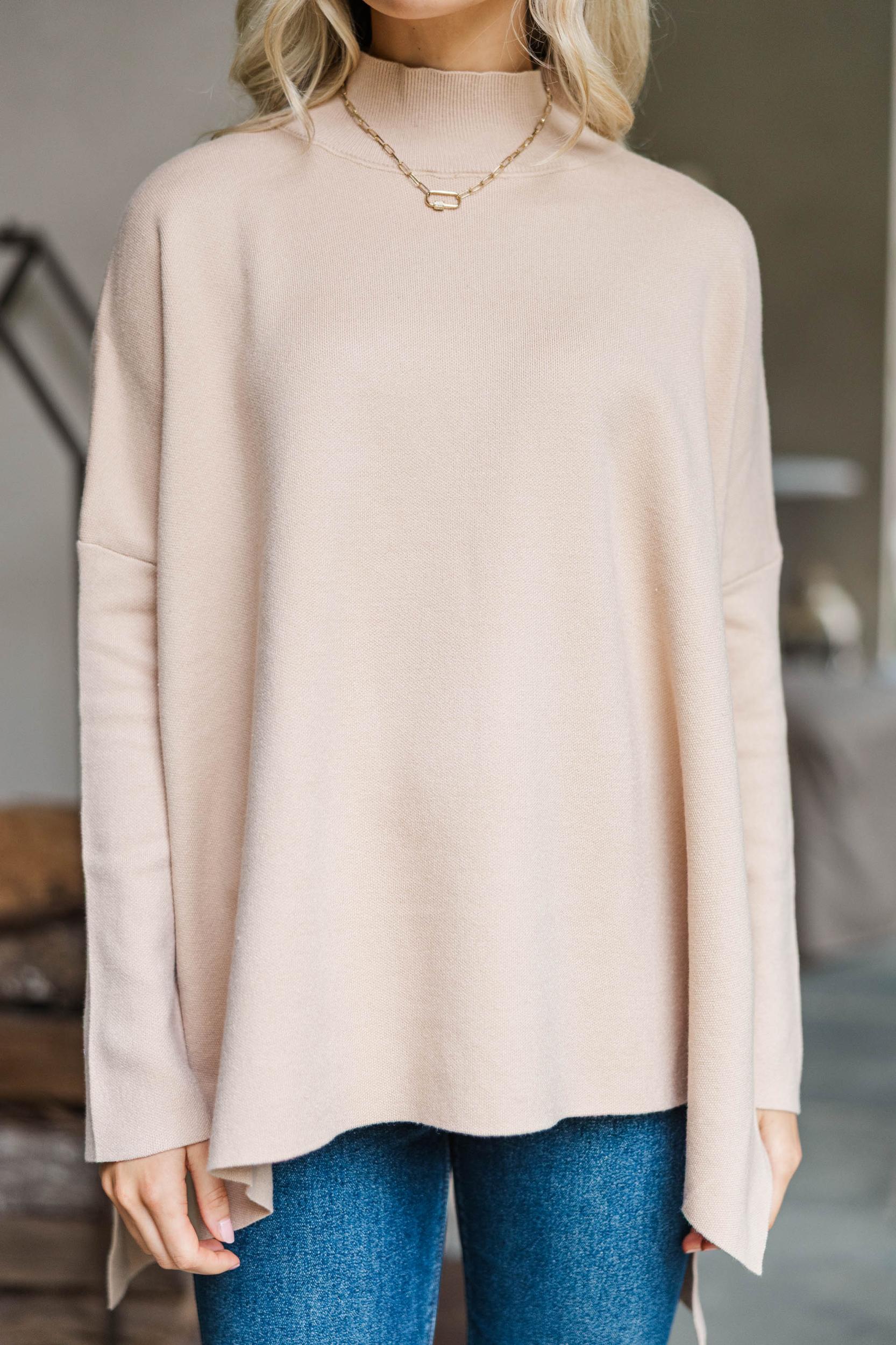 Going With You Taupe Brown Mock Neck Sweater Female Product Image