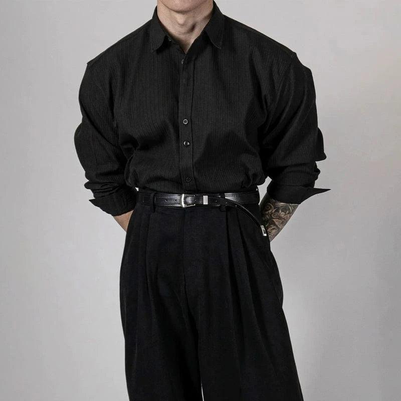 RT No. 13021 VERTICAL STRIPED TEXTURE BUTTON-UP SHIRT Product Image