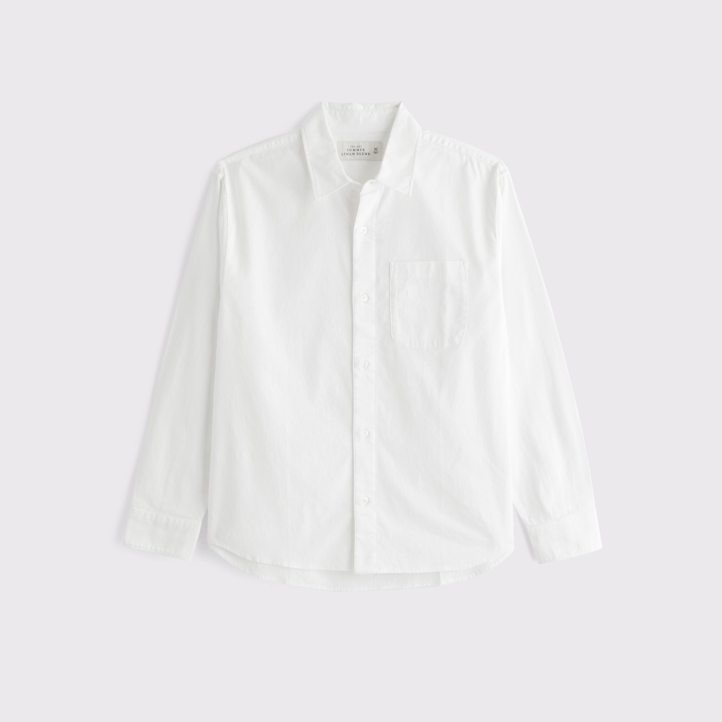 Summer Linen-Blend Button-Up Shirt Product Image