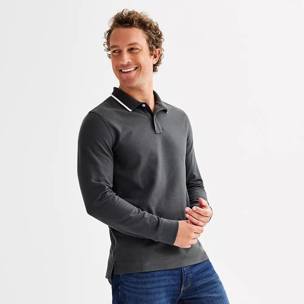 Men's Sonoma Goods For Life® Long Sleeve Pique Polo,  Product Image